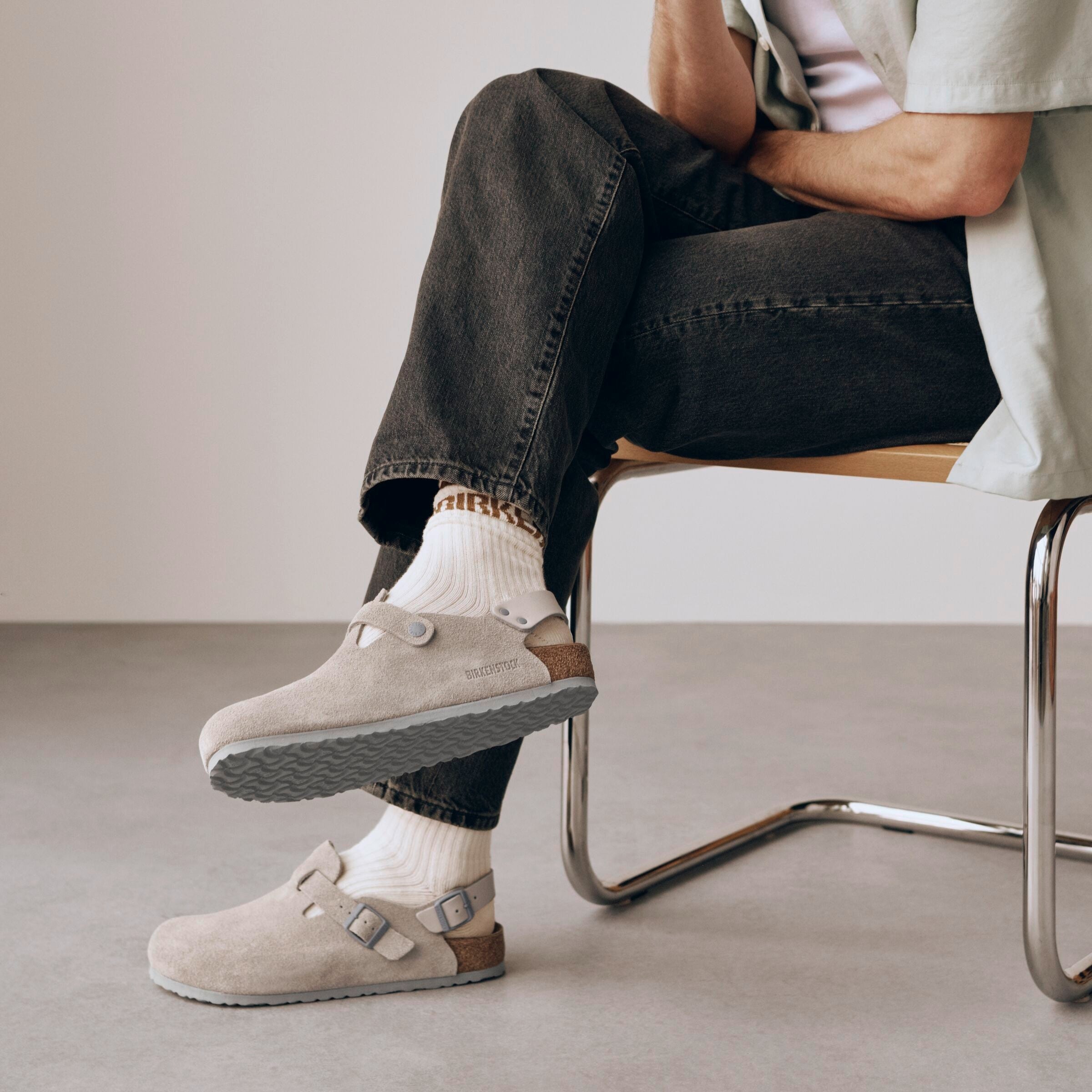 Birkenstock Tokio stone coin suede