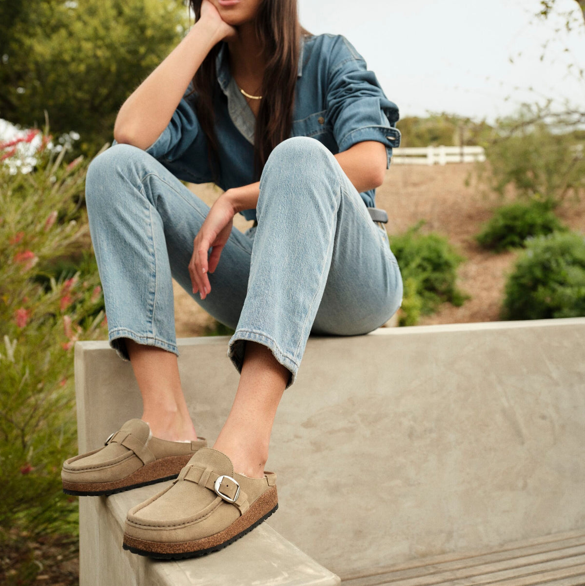 Birkenstock Buckley Shearling taupe suede/natural shearling