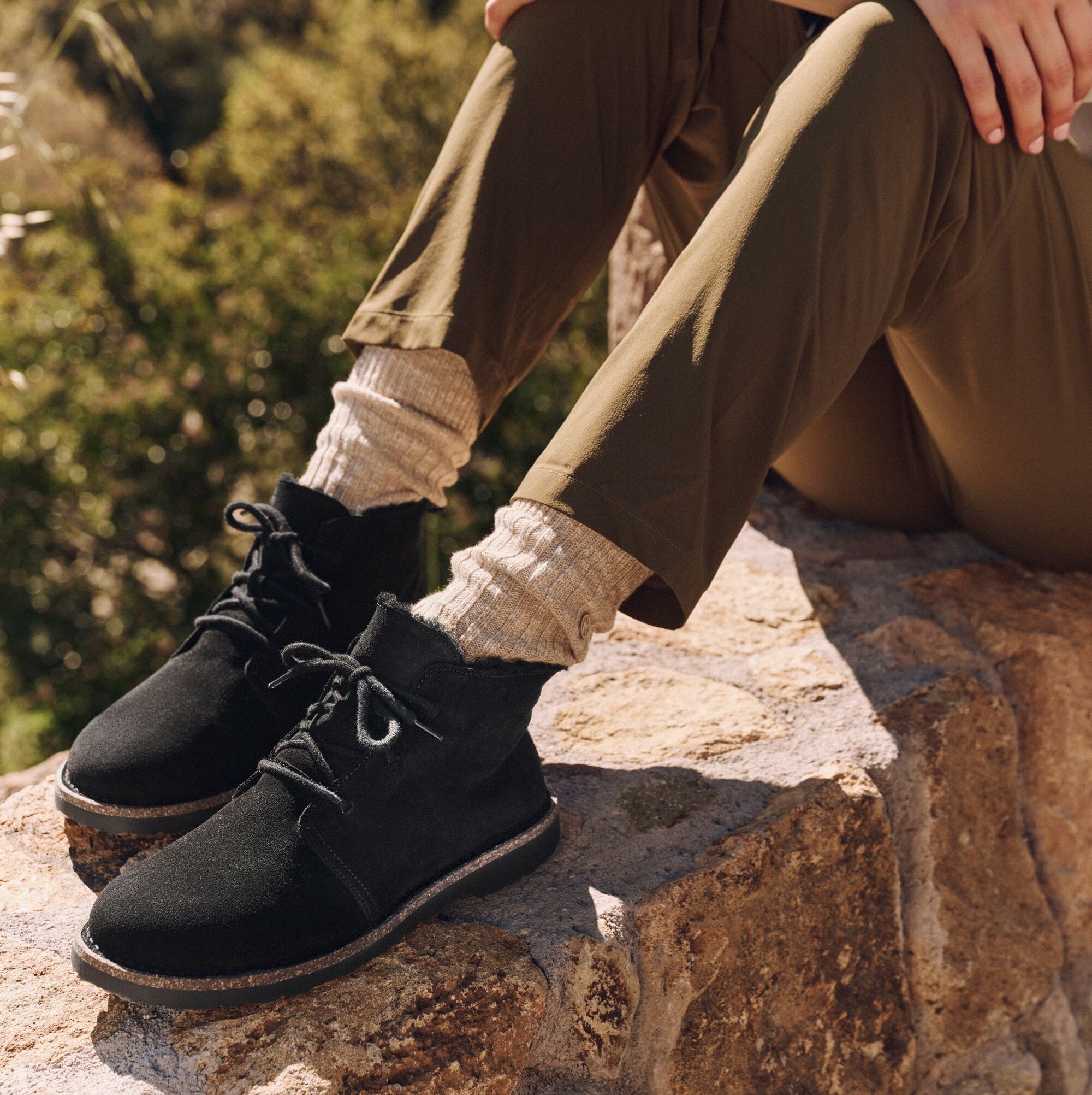 Birkenstock Uppsala Mid Chukka Shearling black suede/black shearling