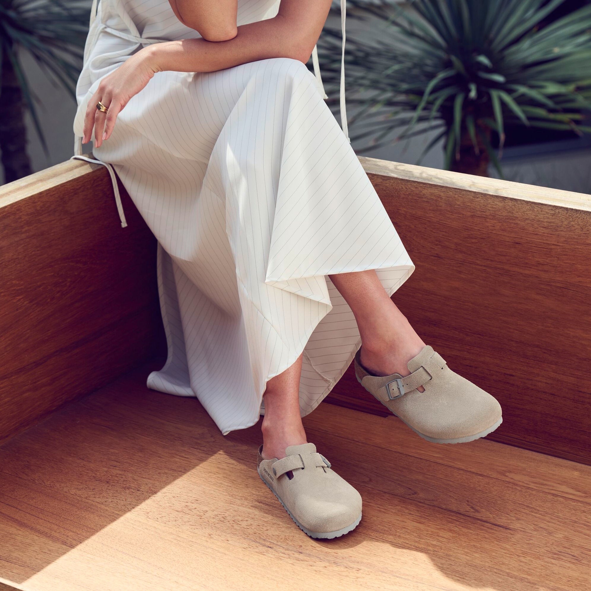 Birkenstock Boston stone coin suede