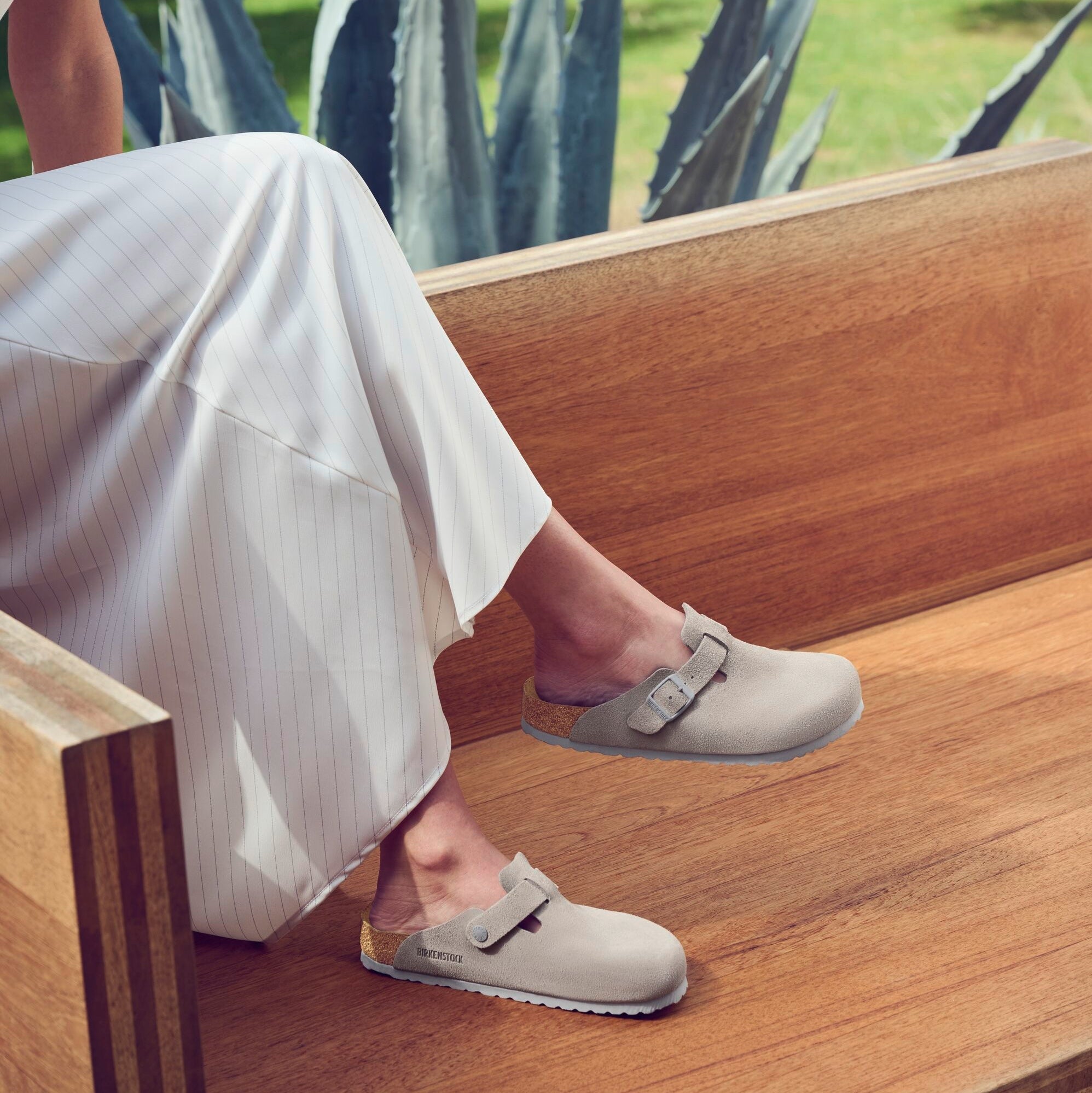 Birkenstock Boston stone coin suede