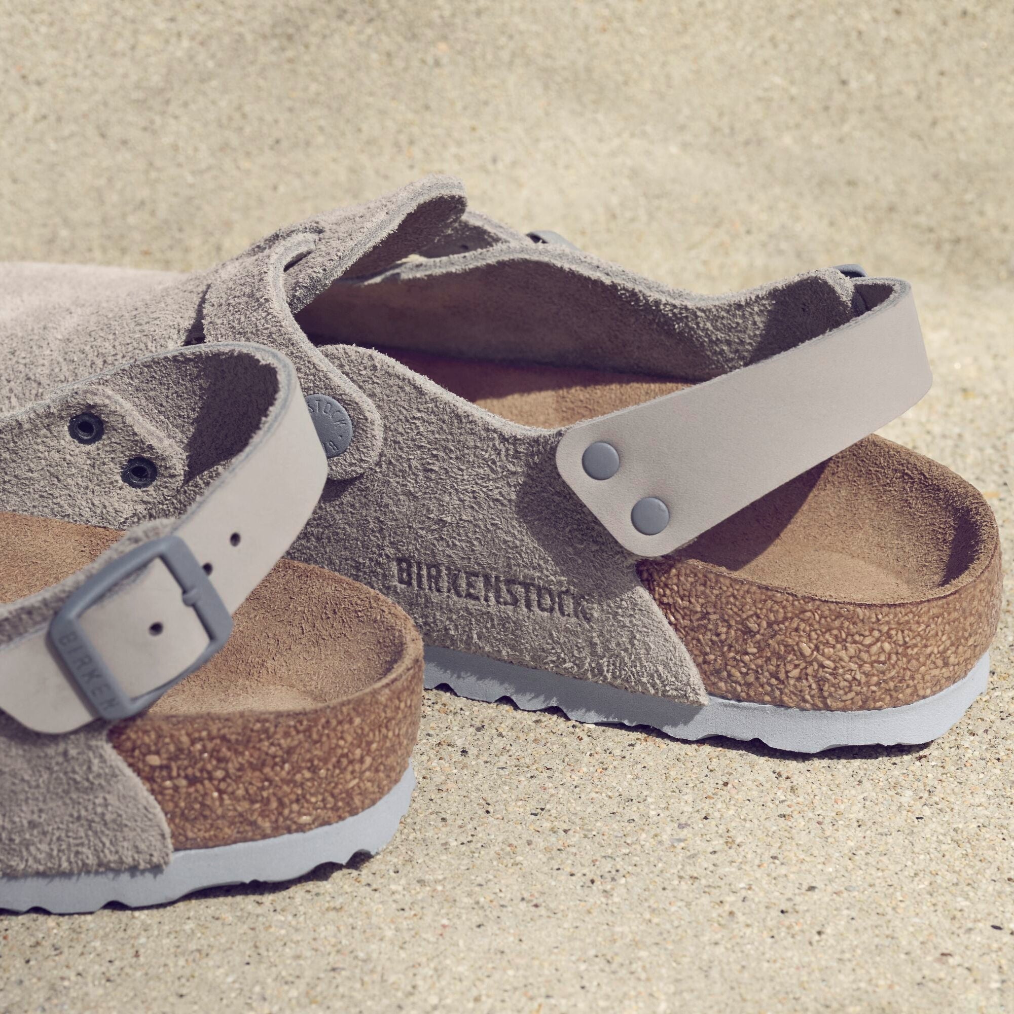 Birkenstock Tokio stone coin suede