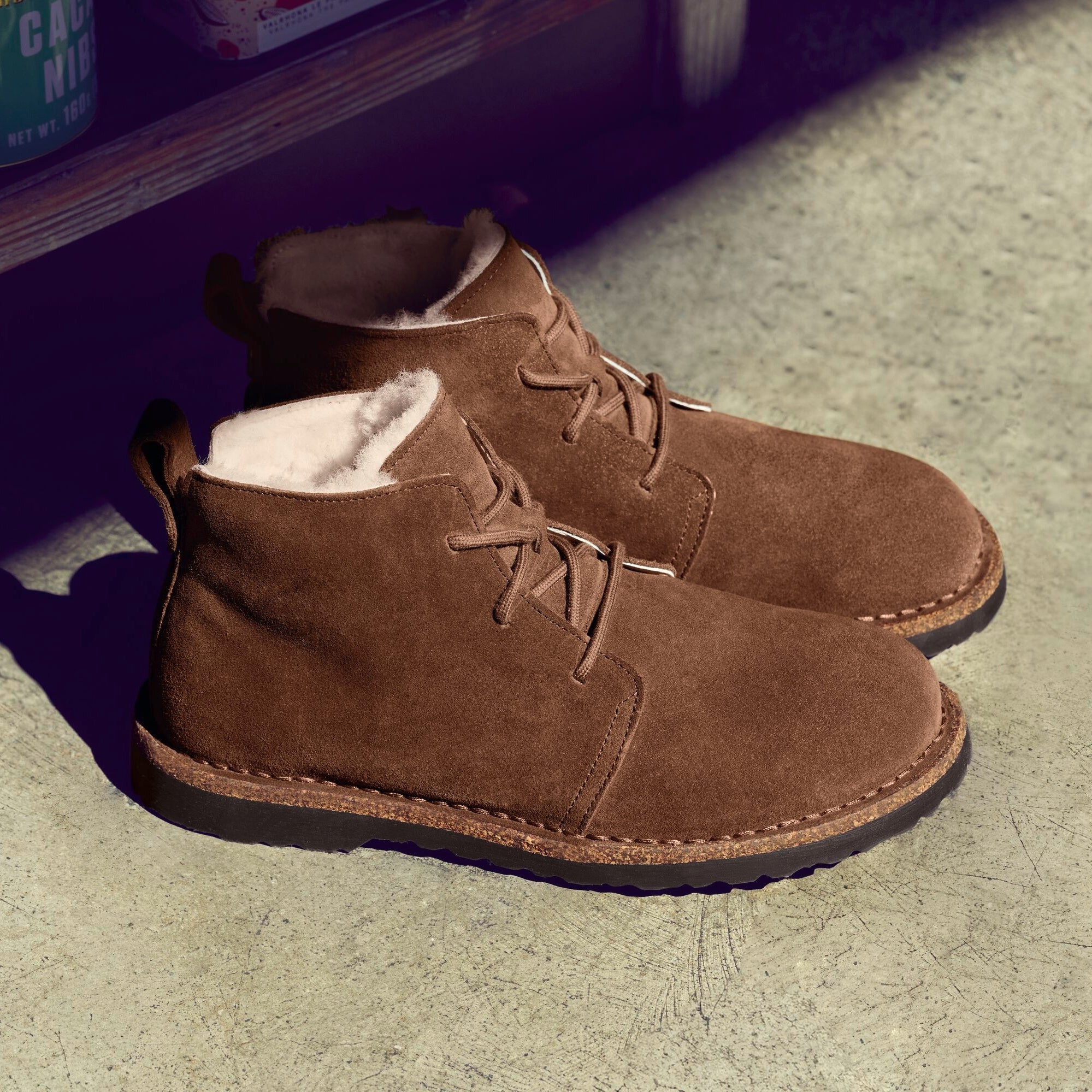 Birkenstock Uppsala Mid Chukka Shearling dark tea suede/natural shearling