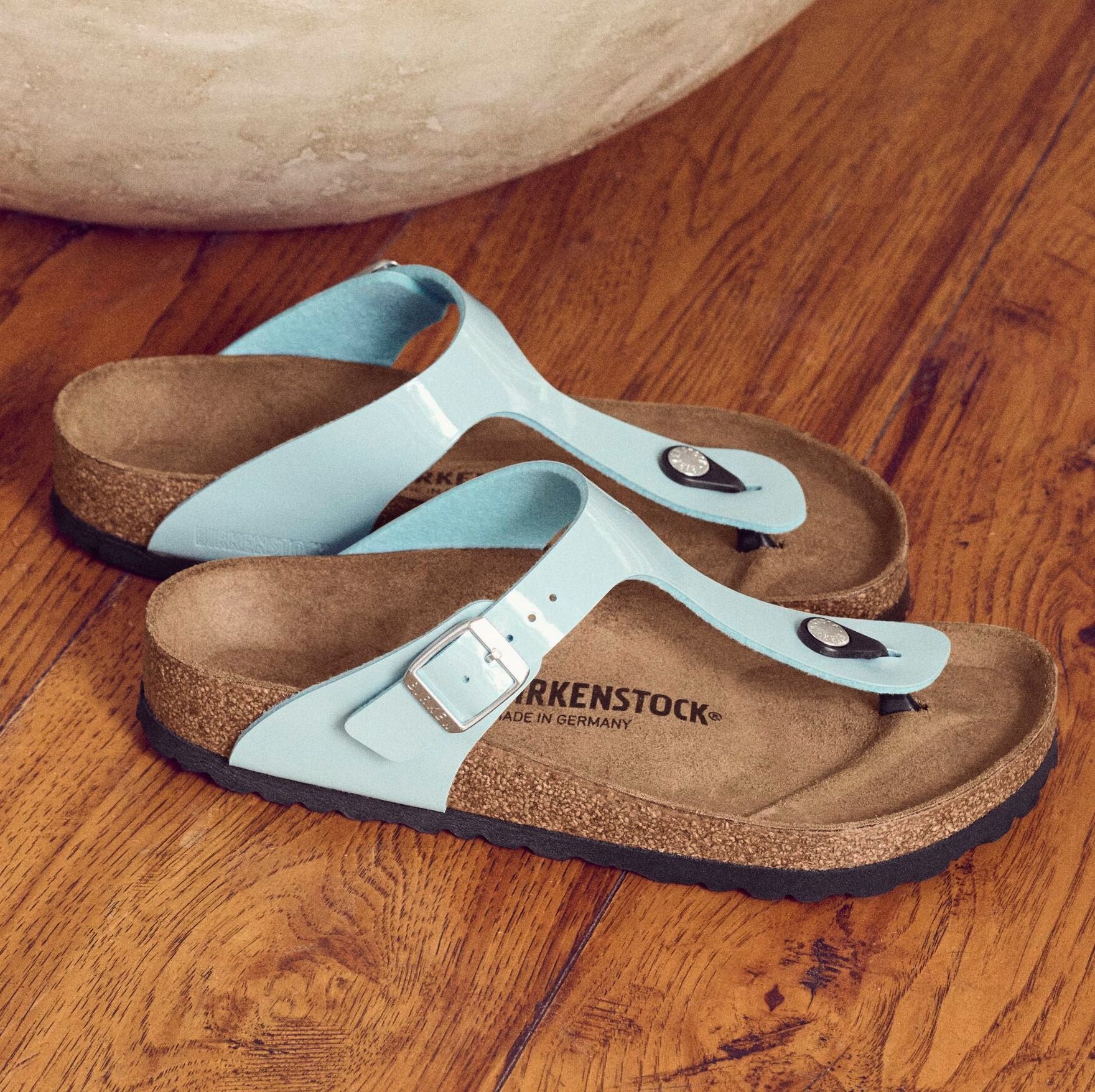 Birkenstock Limited Edition Gizeh surf green patent Birko-Flor