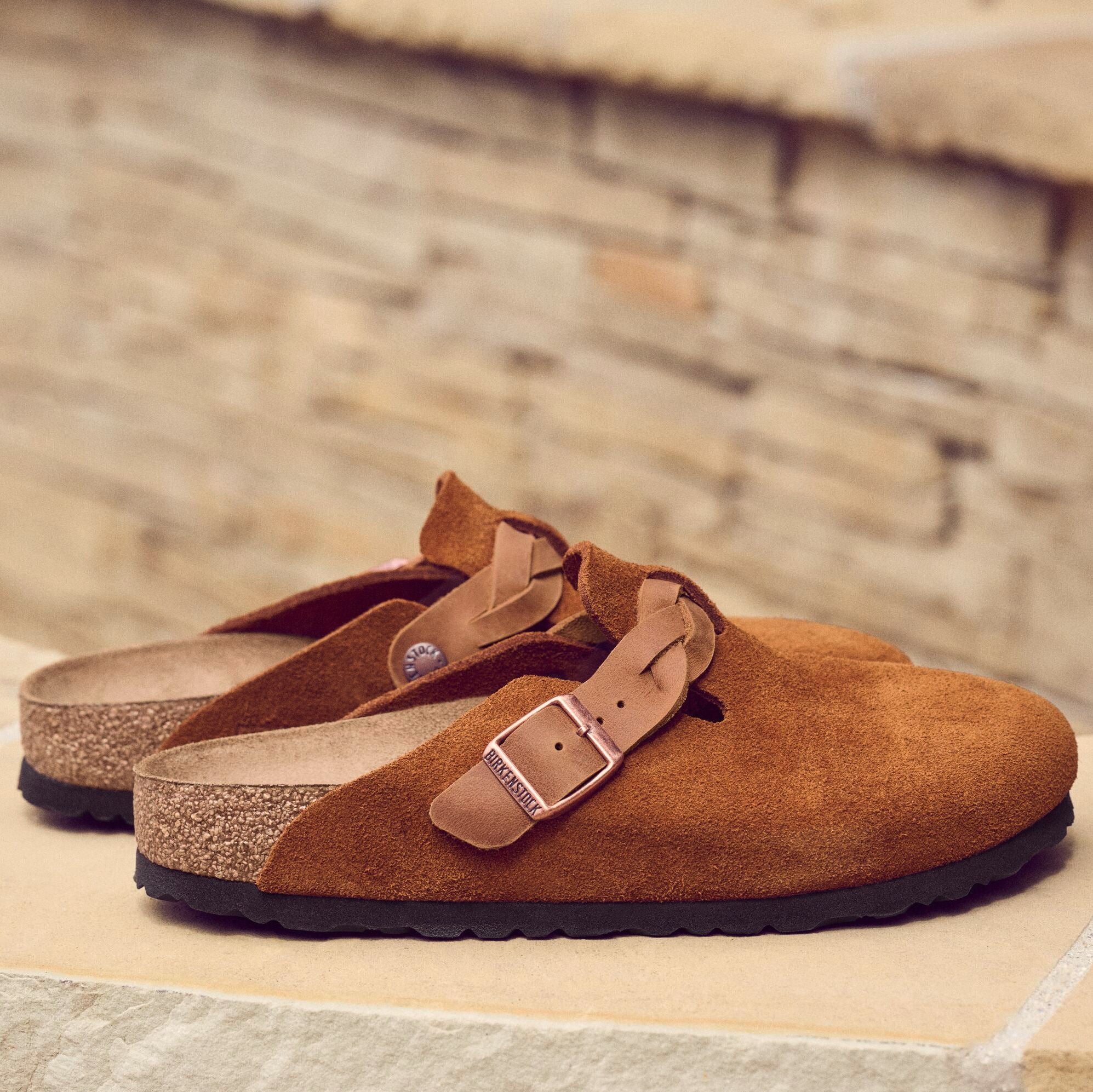 Birkenstock Boston Braid mink suede