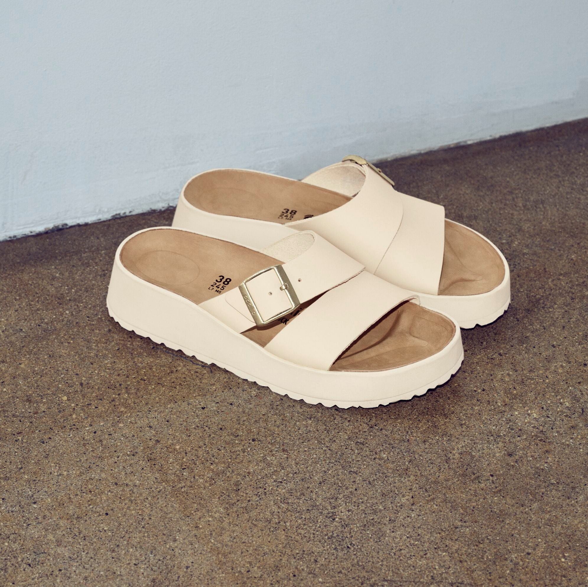 Papillio Almina ecru leather by Birkenstock