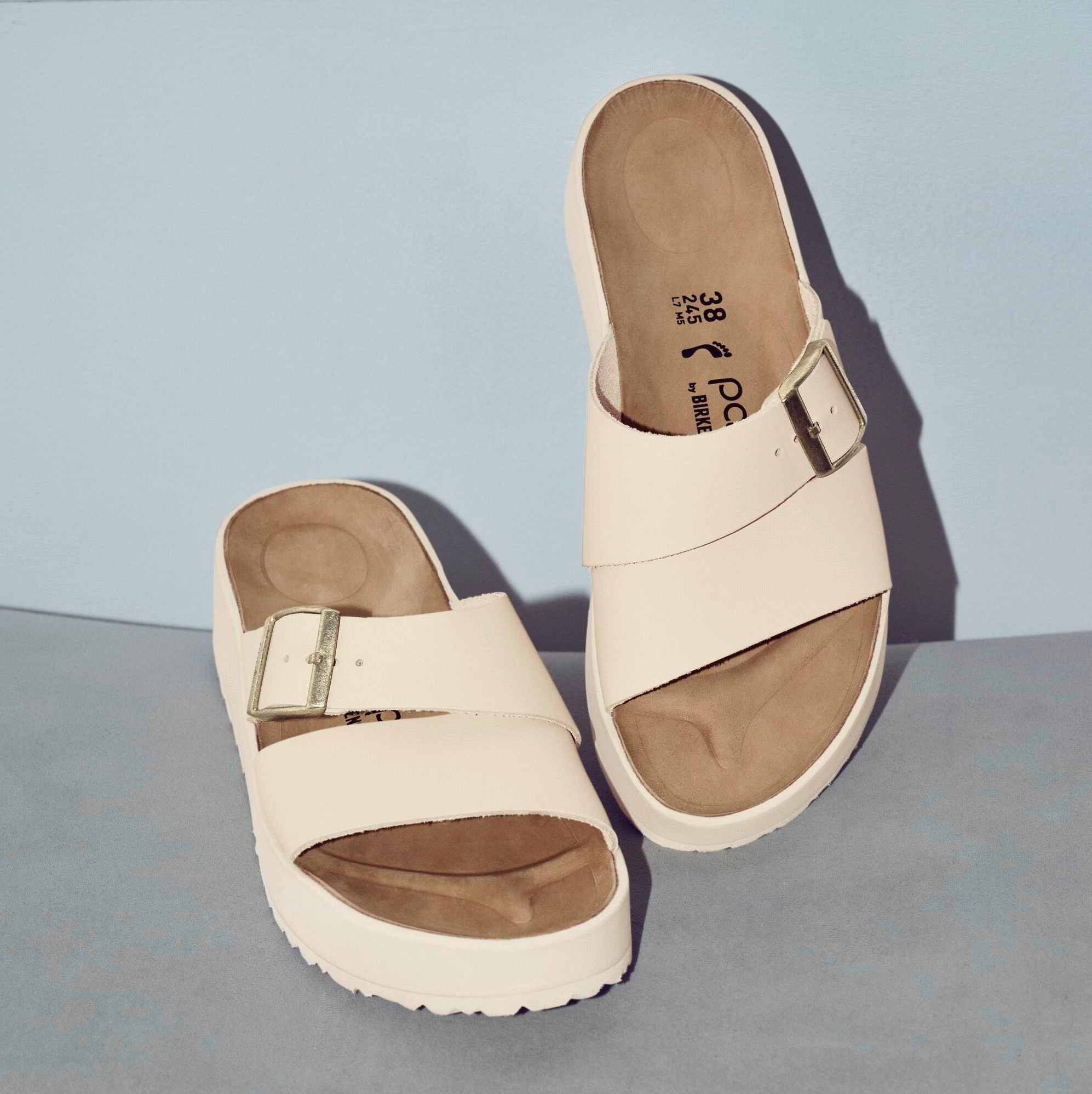 Papillio Almina ecru leather by Birkenstock