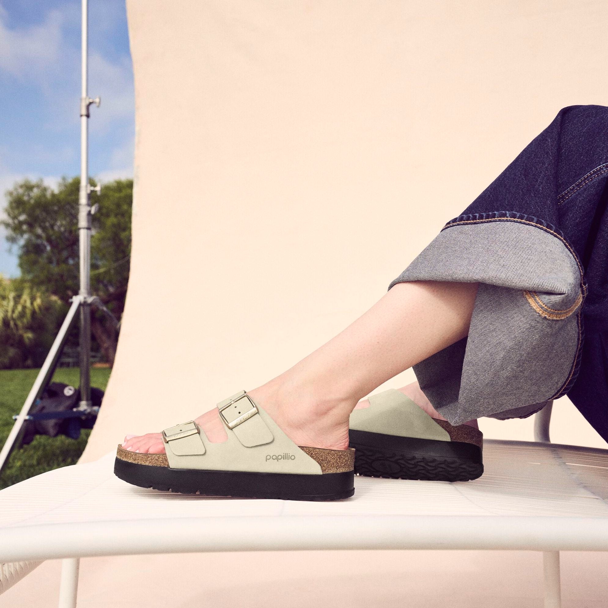 Papillio Arizona Platform eucalyptus nubuck by Birkenstock