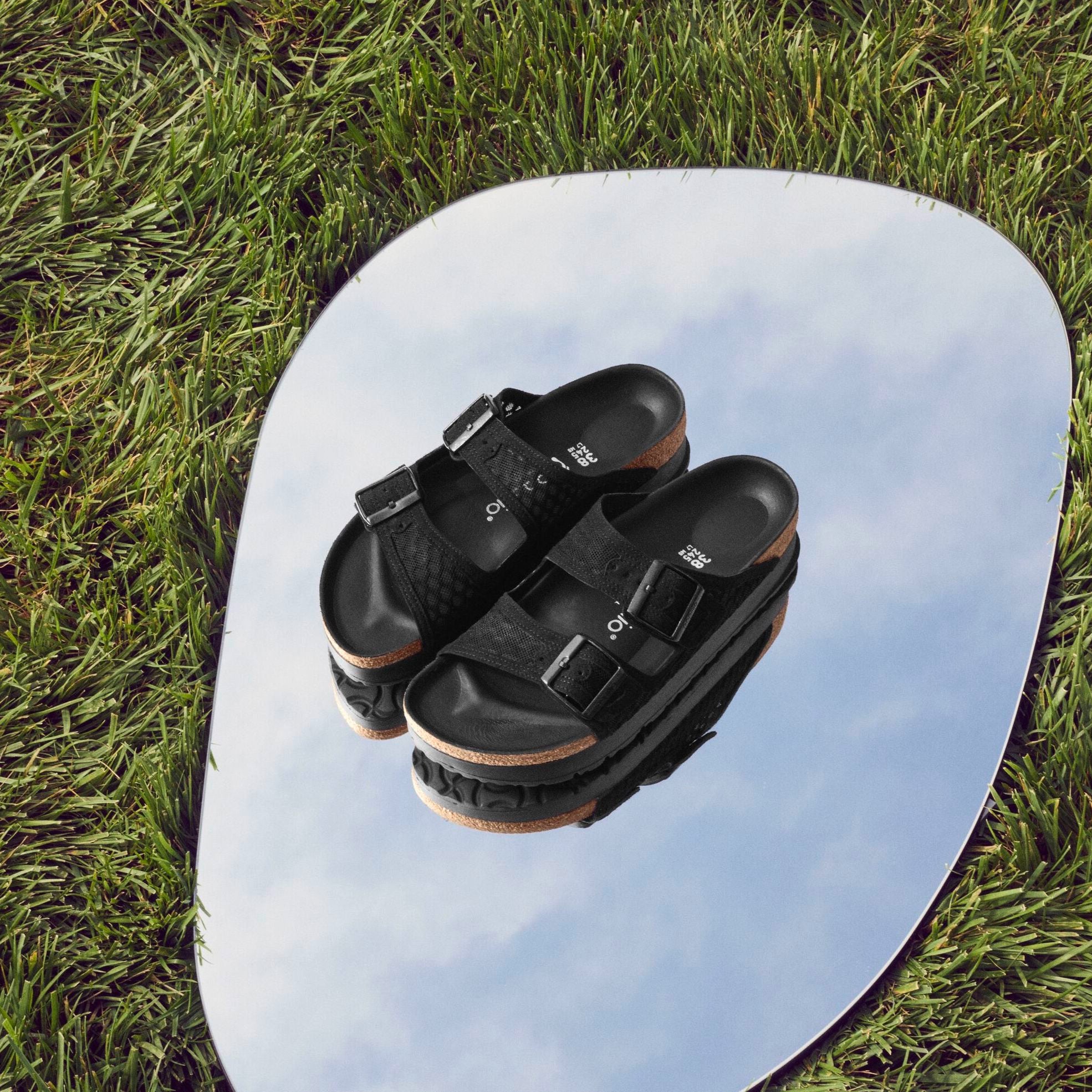 Papillio Arizona Platform black mesh lace by Birkenstock