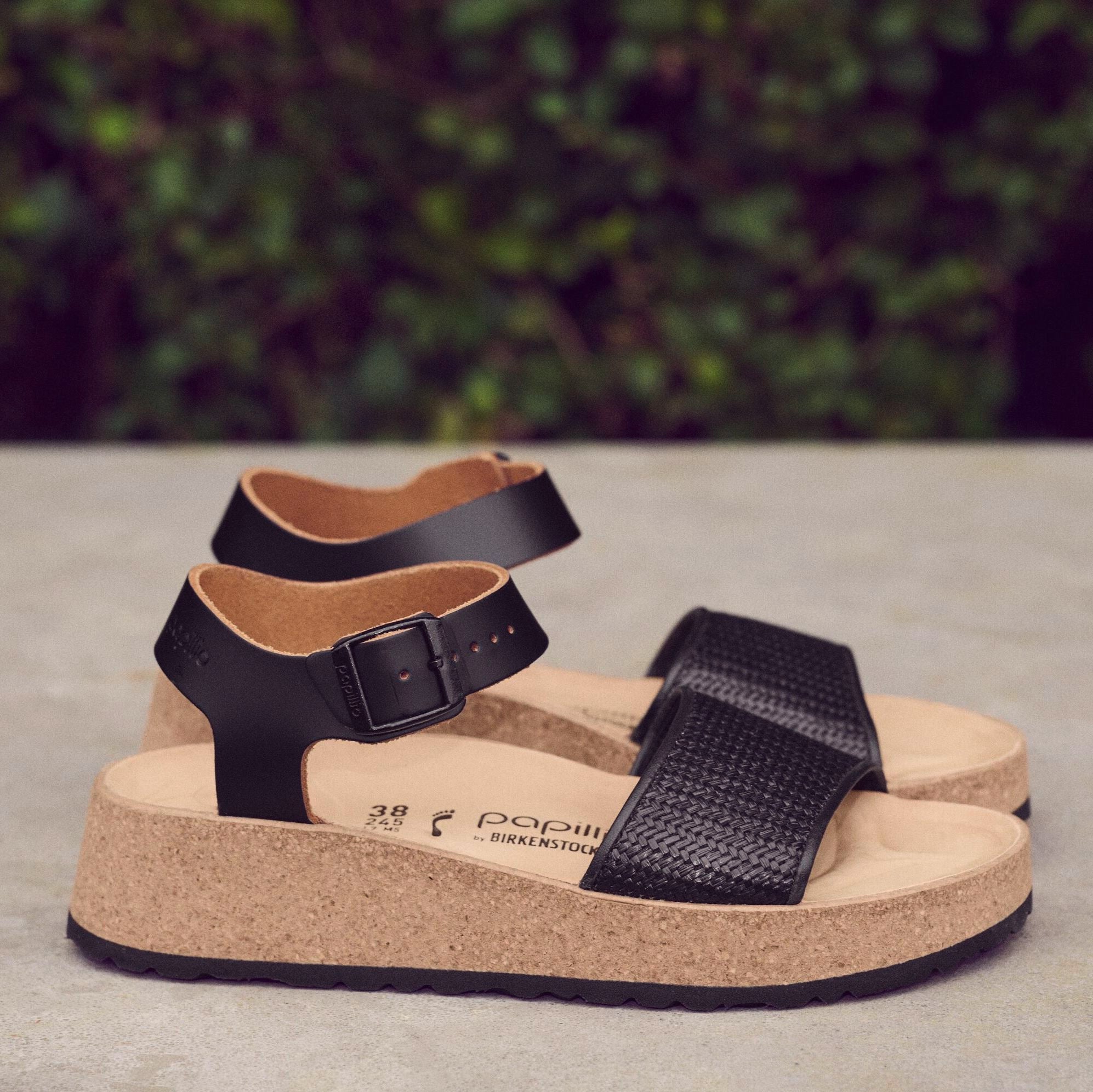 Papillio Glenda black raffia leather/synthetic by Birkenstock