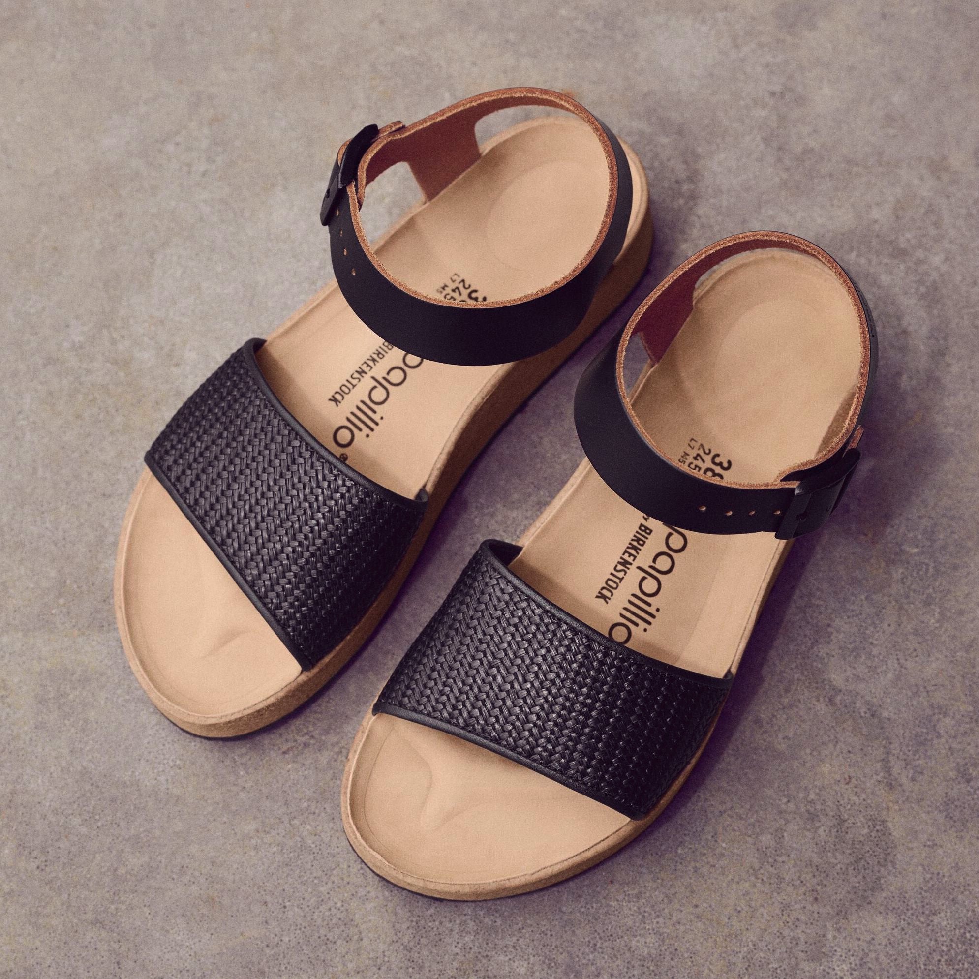 Papillio Glenda black raffia leather/synthetic by Birkenstock
