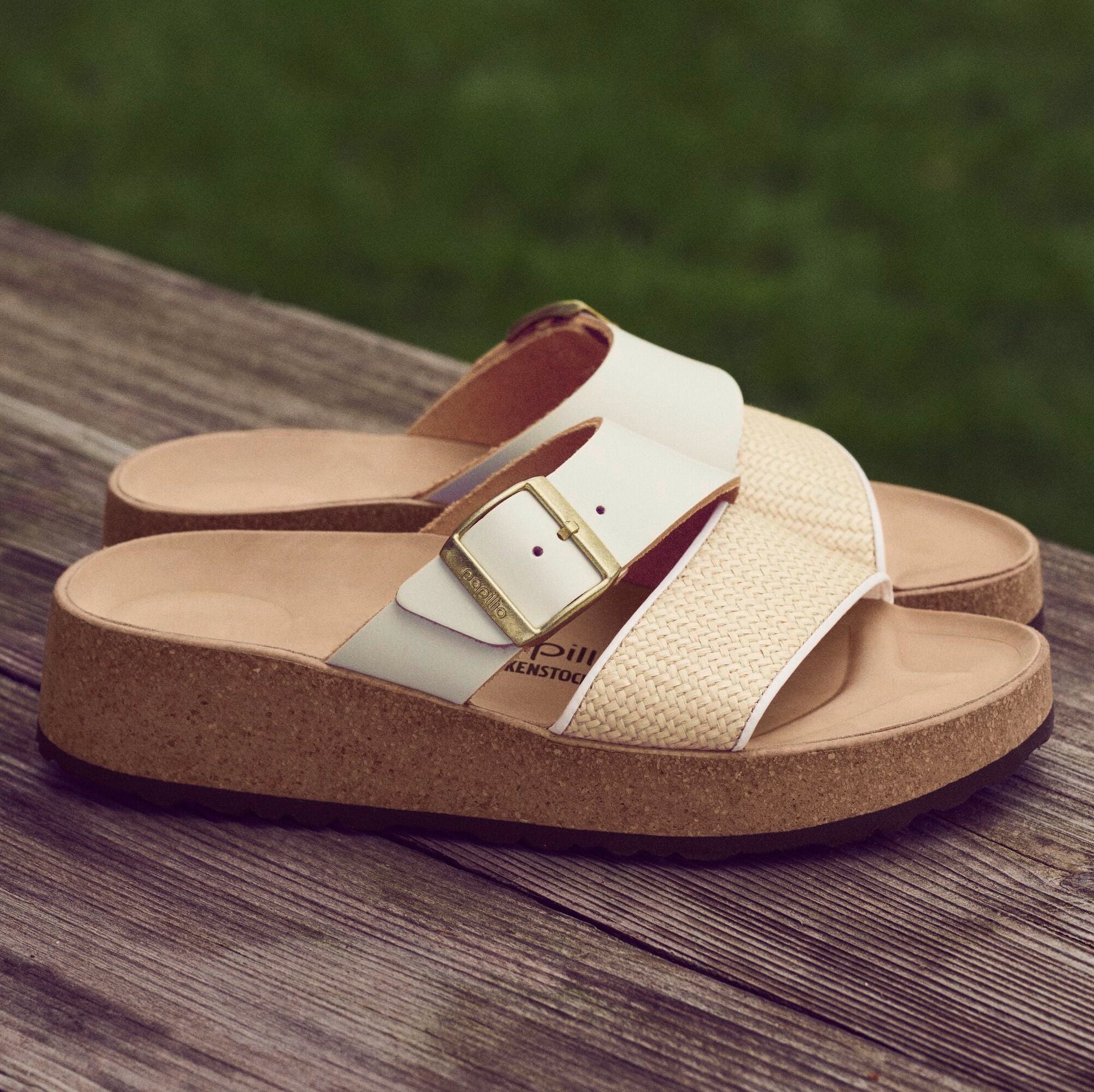 Papillio Almina white raffia leather/synthetic by Birkenstock