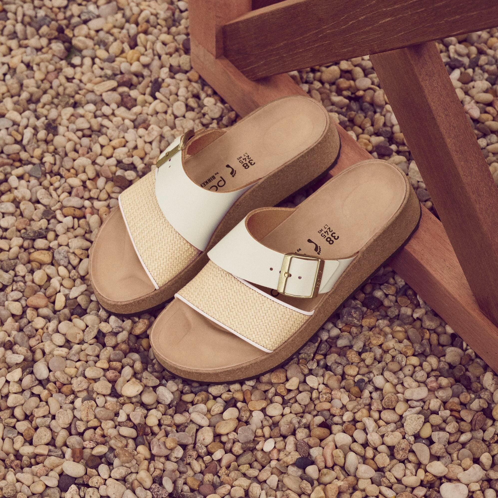 Papillio Almina white raffia leather/synthetic by Birkenstock