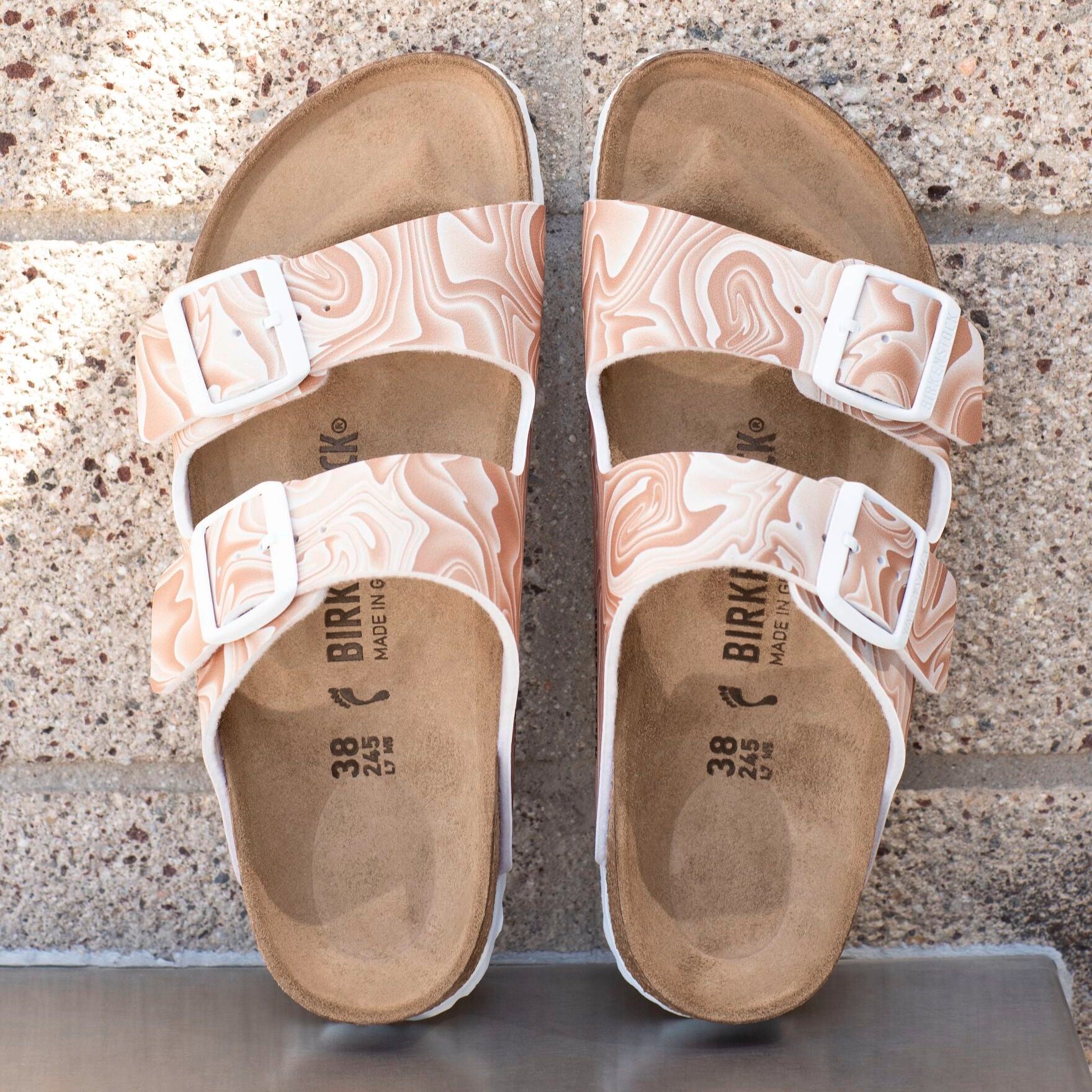 Birkenstock Arizona marble new beige Birko-Flor