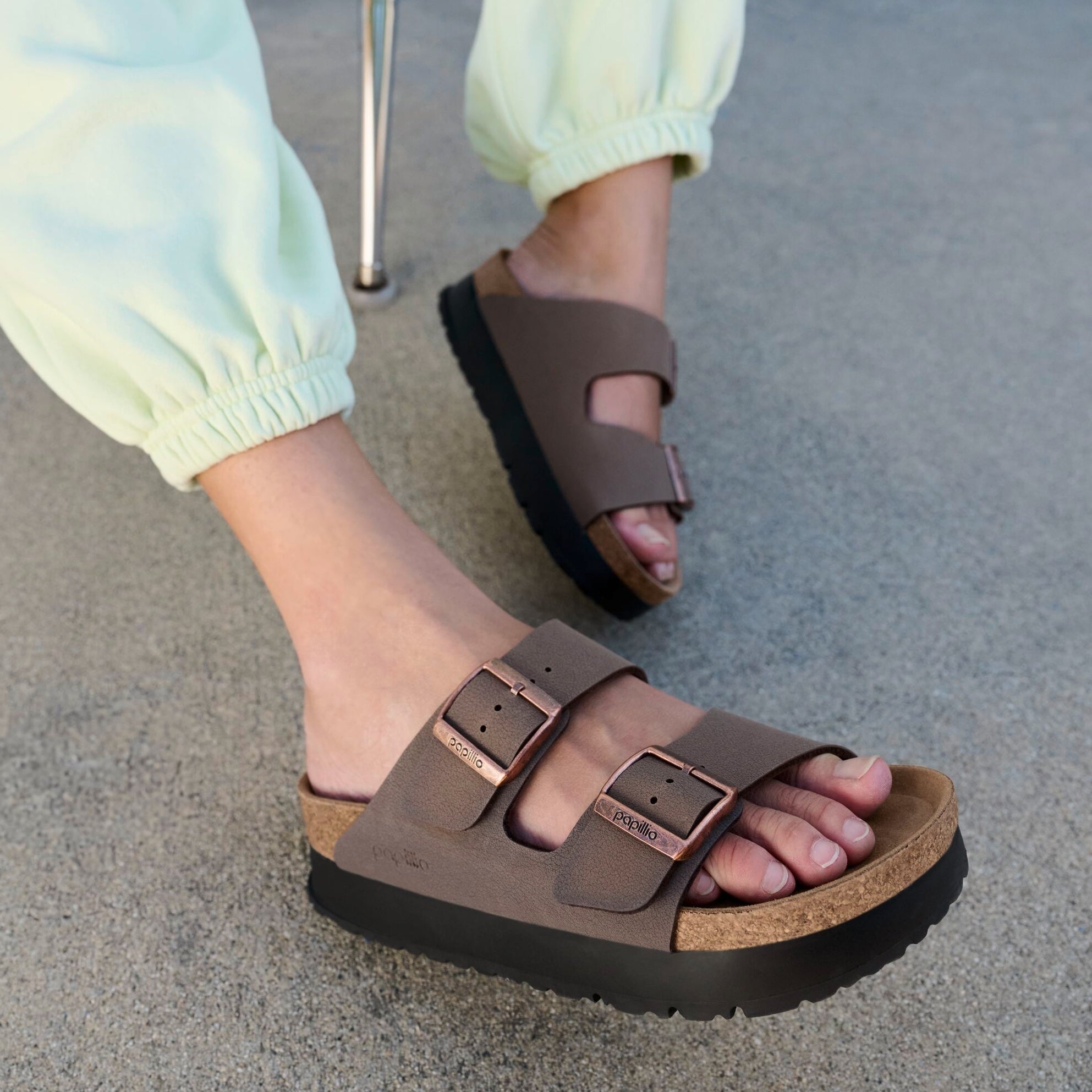Papillio Arizona Platform Vegan mocha Birkibuc by Birkenstock