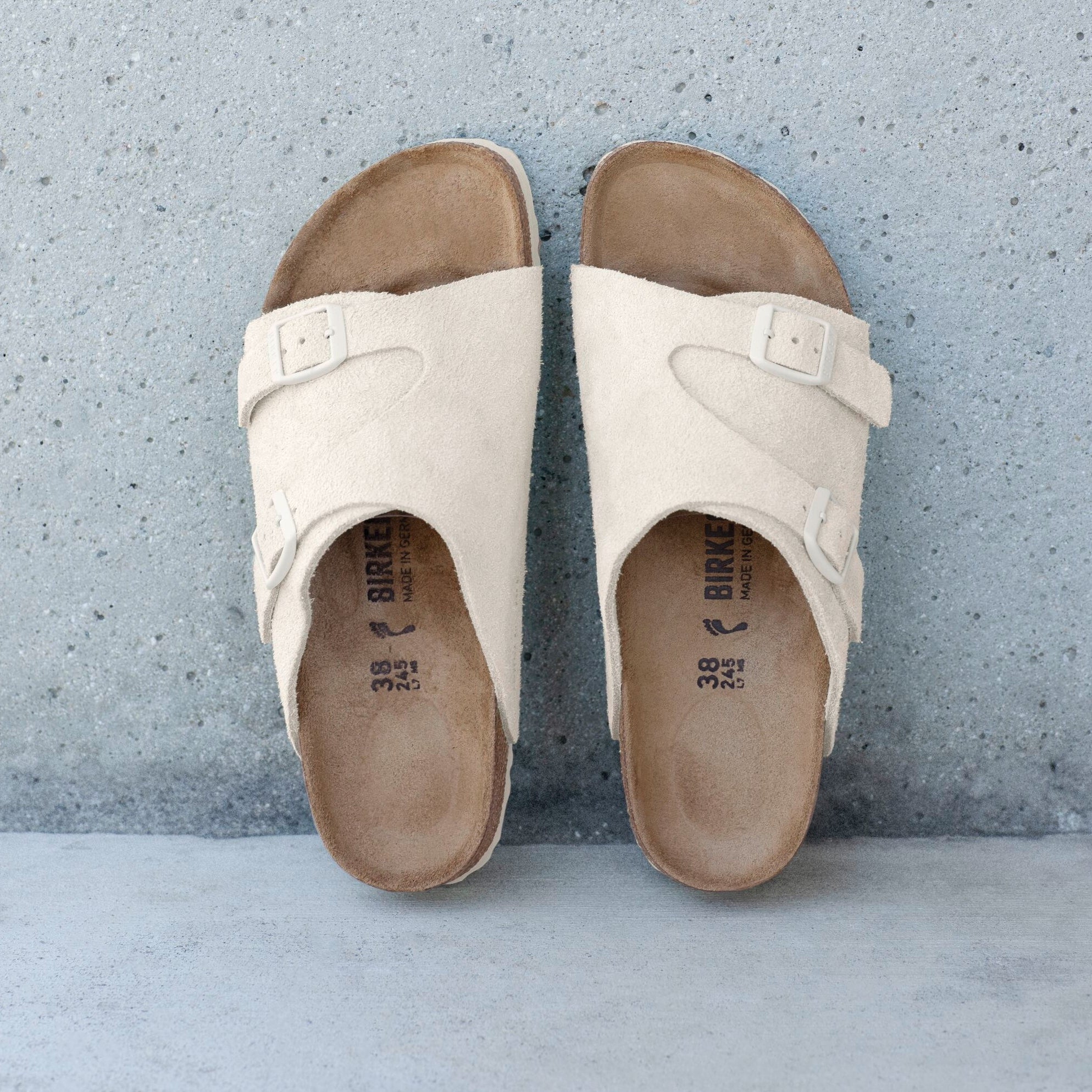Birkenstock Zurich antique white suede