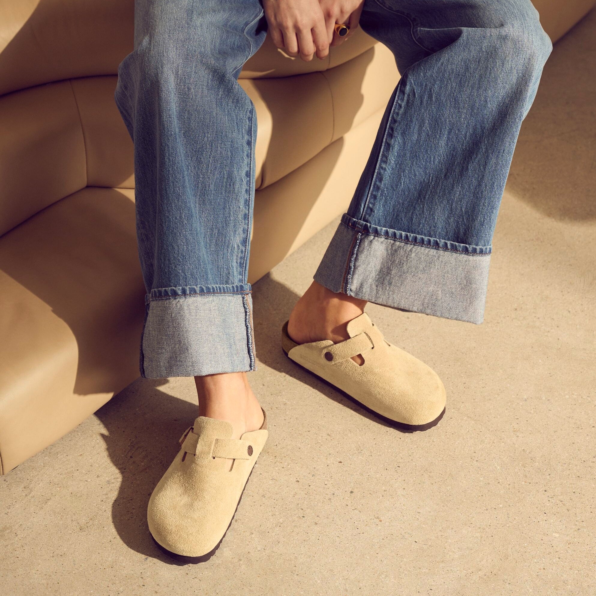 Birkenstock Boston latte cream suede