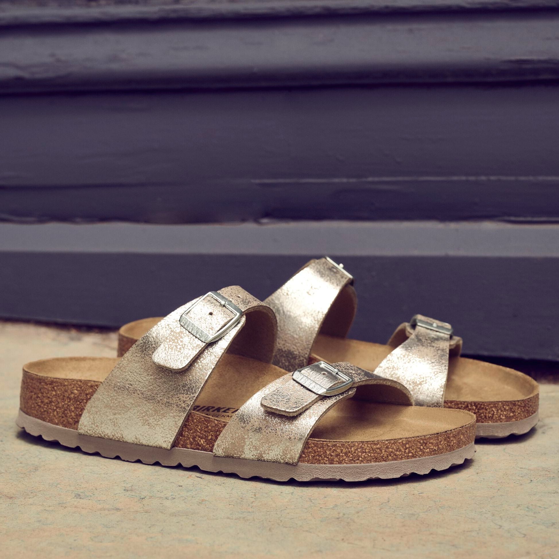 Birkenstock Sydney washed silver Birko-Flor