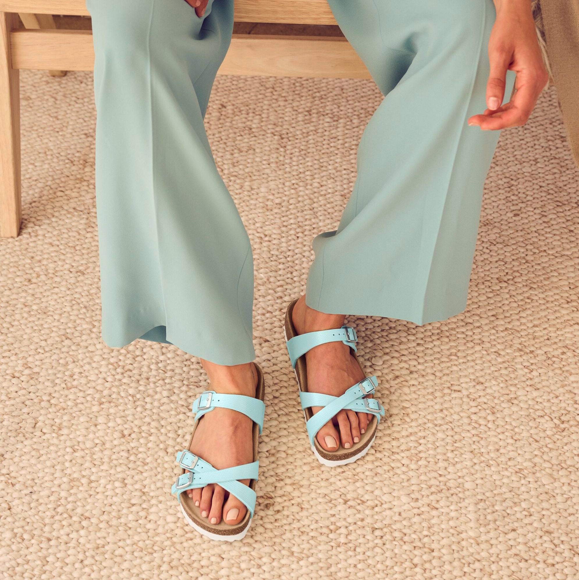 Birkenstock Franca lizard embossed surf green Birko-Flor