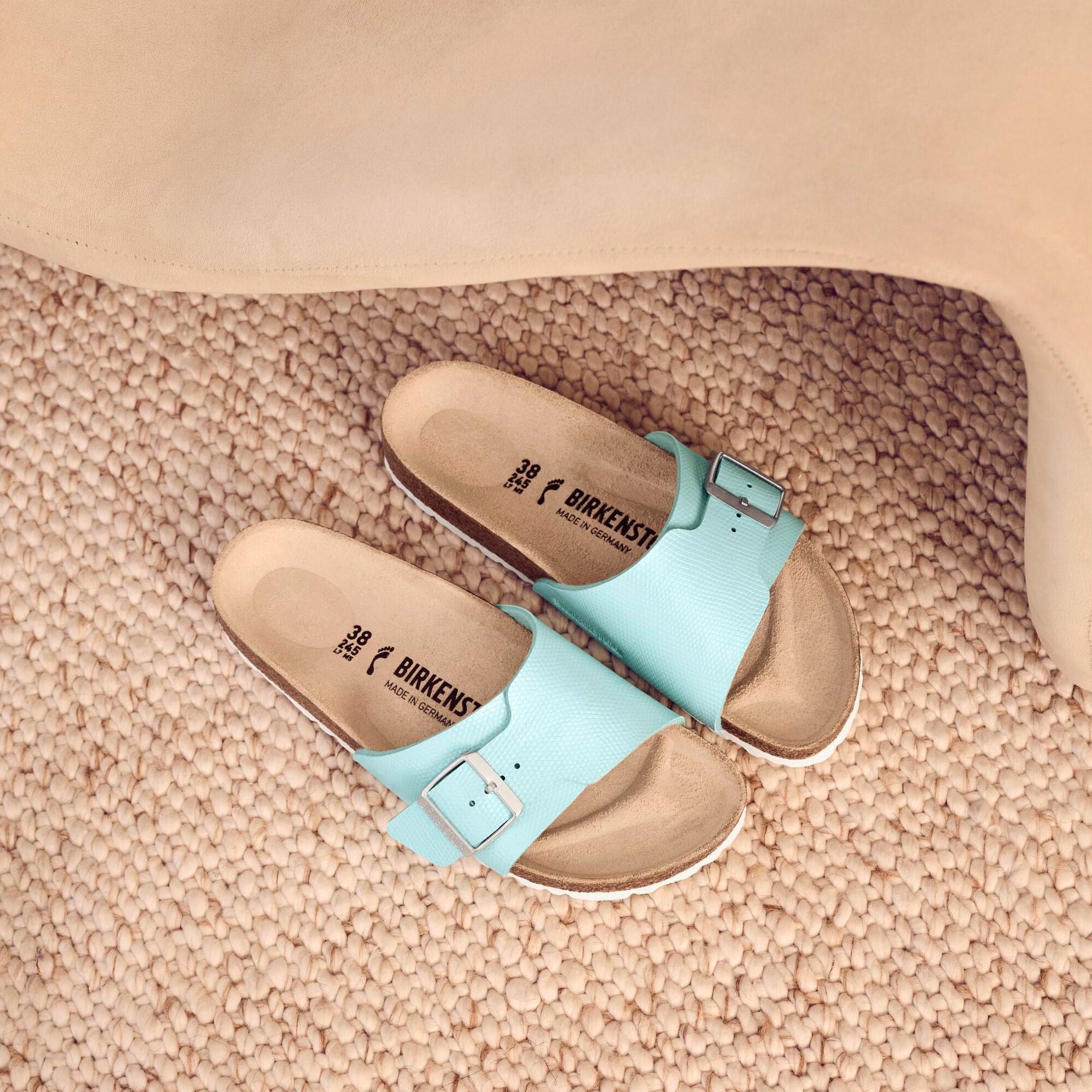Birkenstock Catalina lizard embossed surf green Birko-Flor