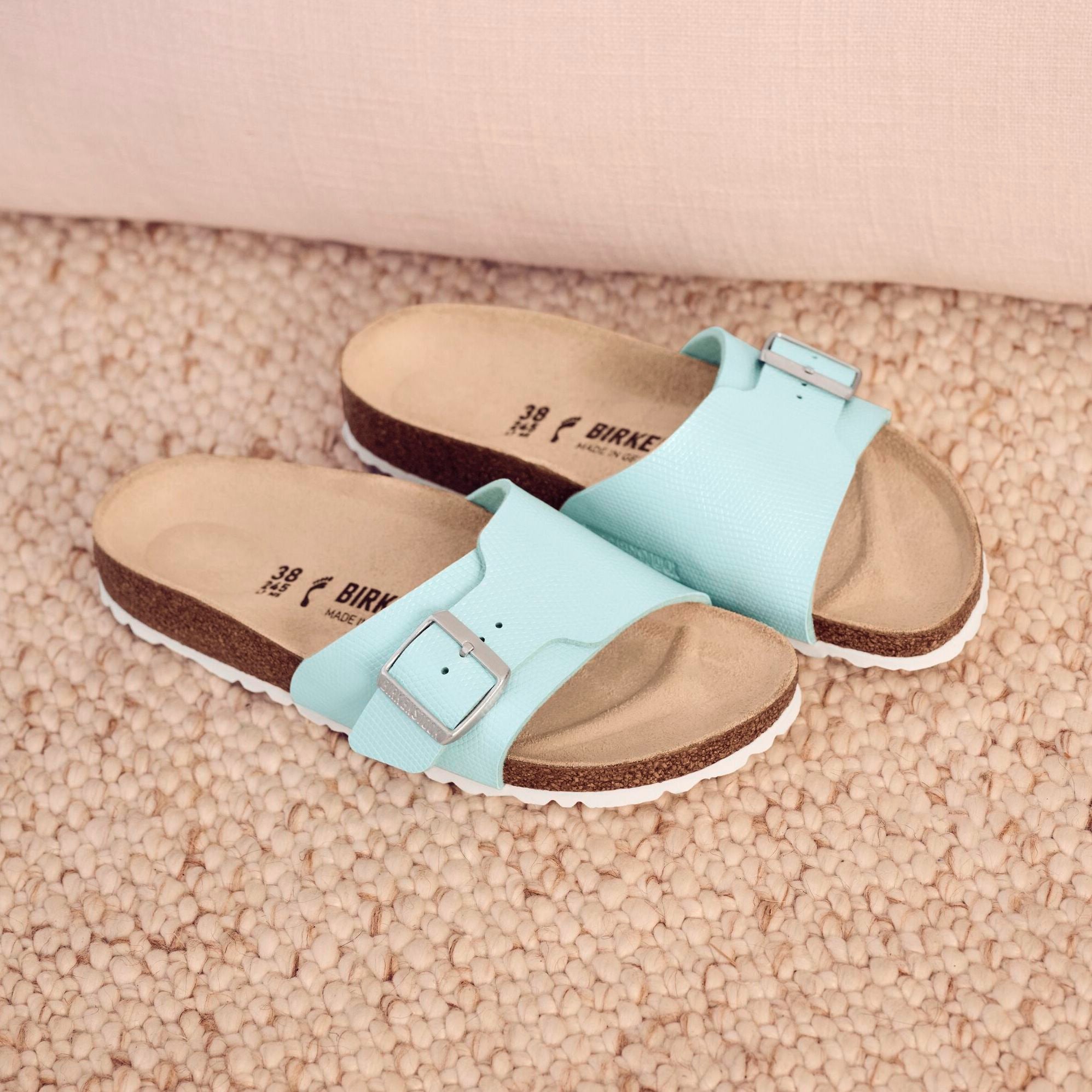 Birkenstock Catalina lizard embossed surf green Birko-Flor