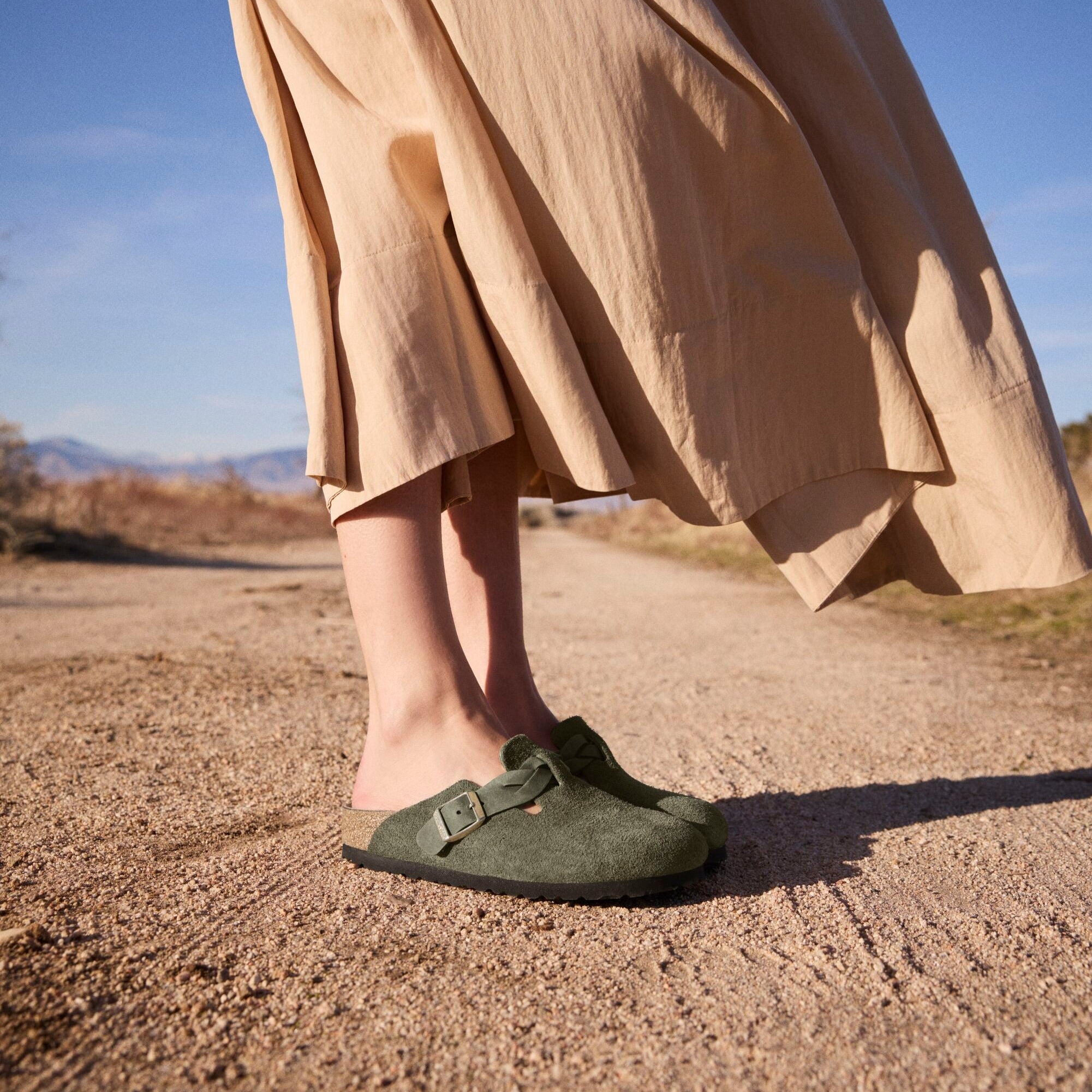 Birkenstock Boston Braid thyme suede