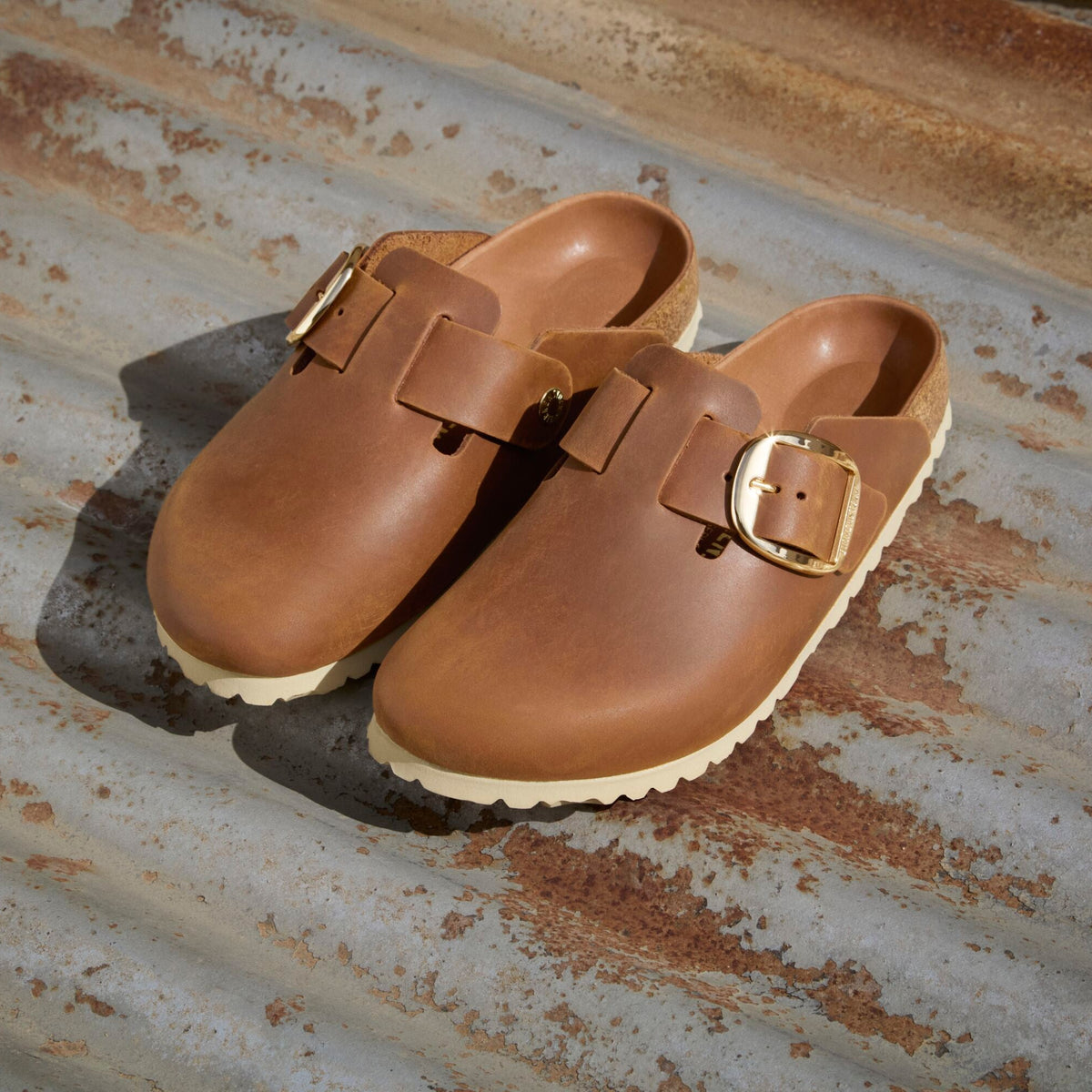 Birkenstock Boston Big Buckle cognac oiled leather