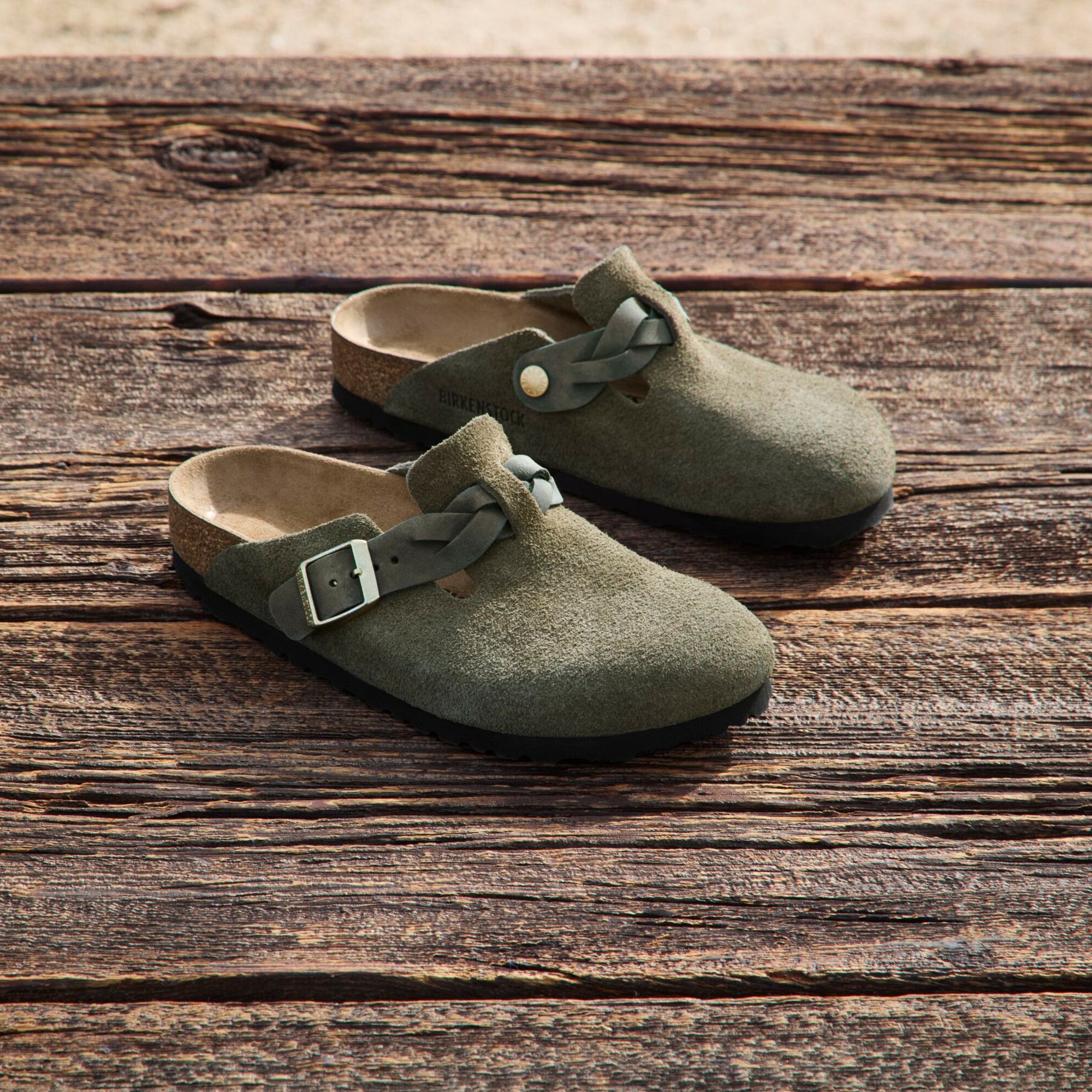 Birkenstock Boston Braid thyme suede