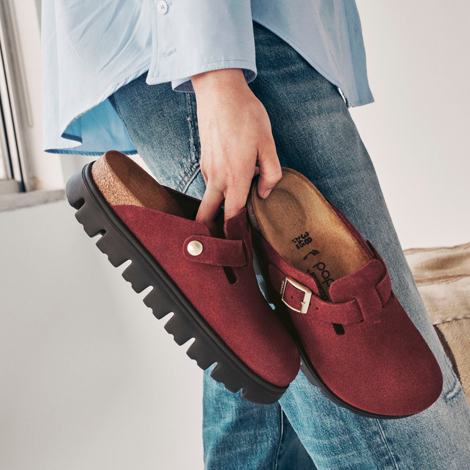 Papillio Boston Chunky zinfandel suede by Birkenstock