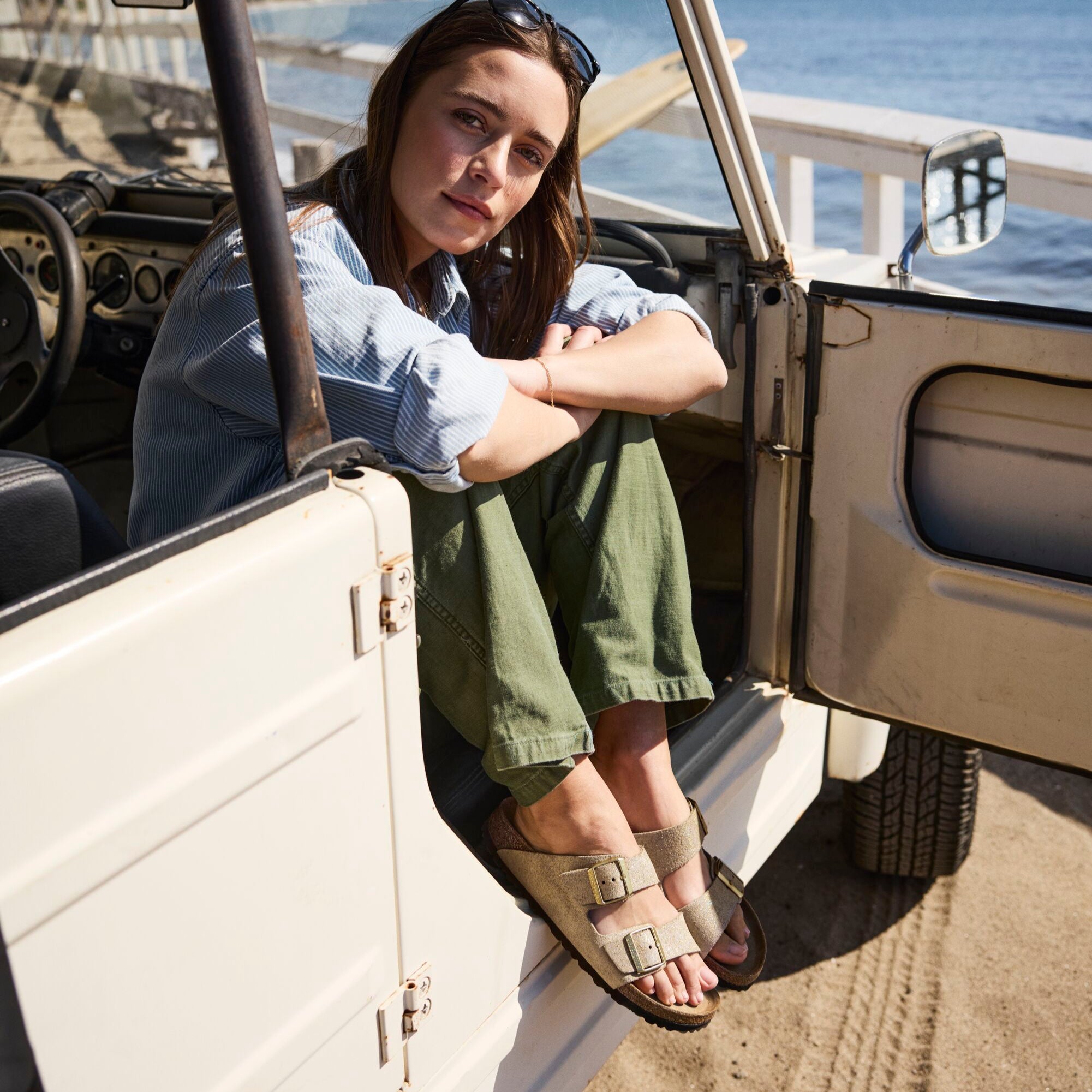 Birkenstock Arizona shimmering taupe suede