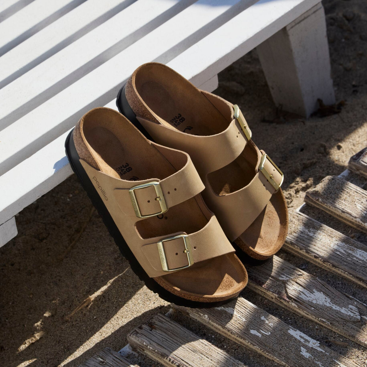 Papillio Arizona Platform sandcastle nubuck by Birkenstock