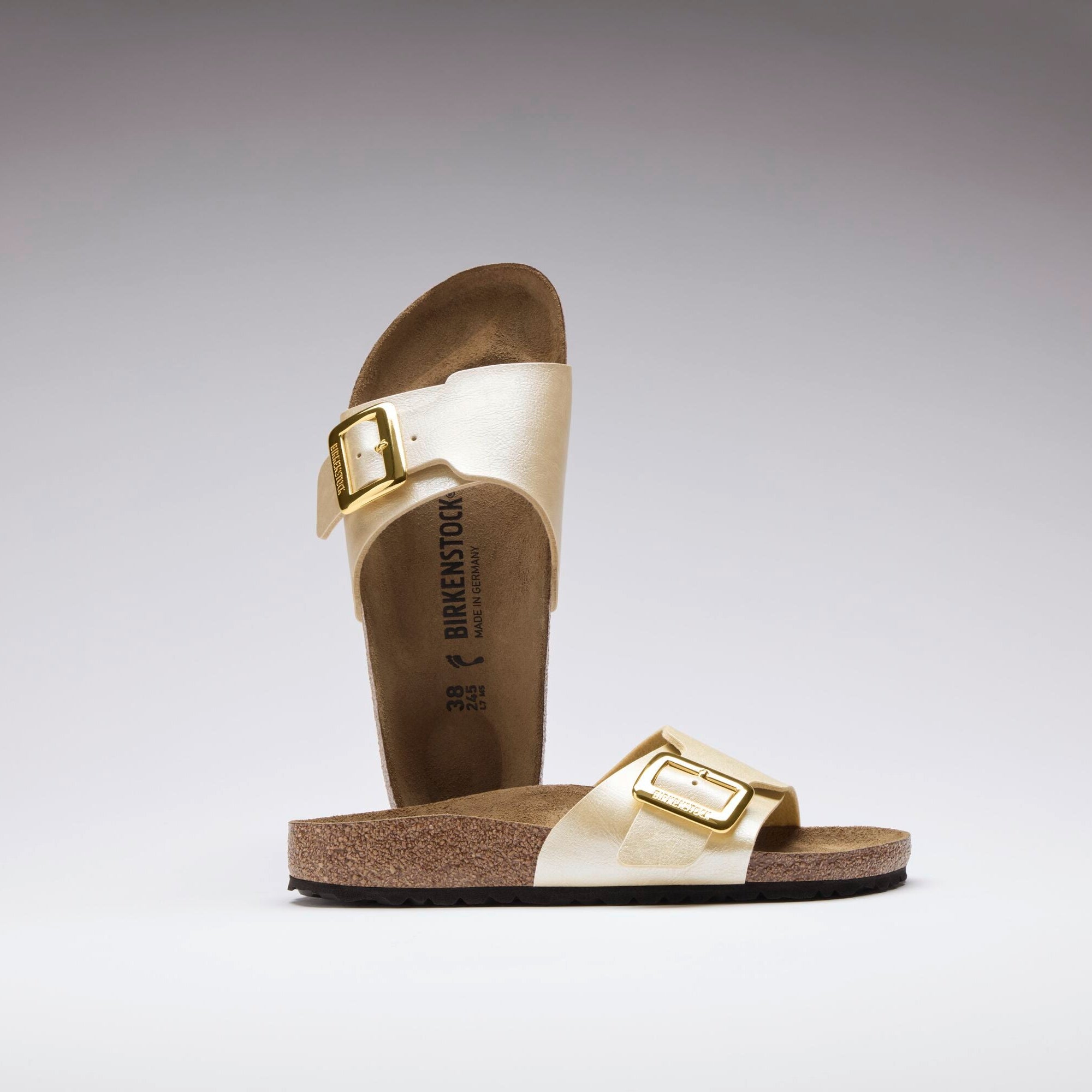 Birkenstock Catalina Luxe Buckle graceful pearl white Birko-Flor