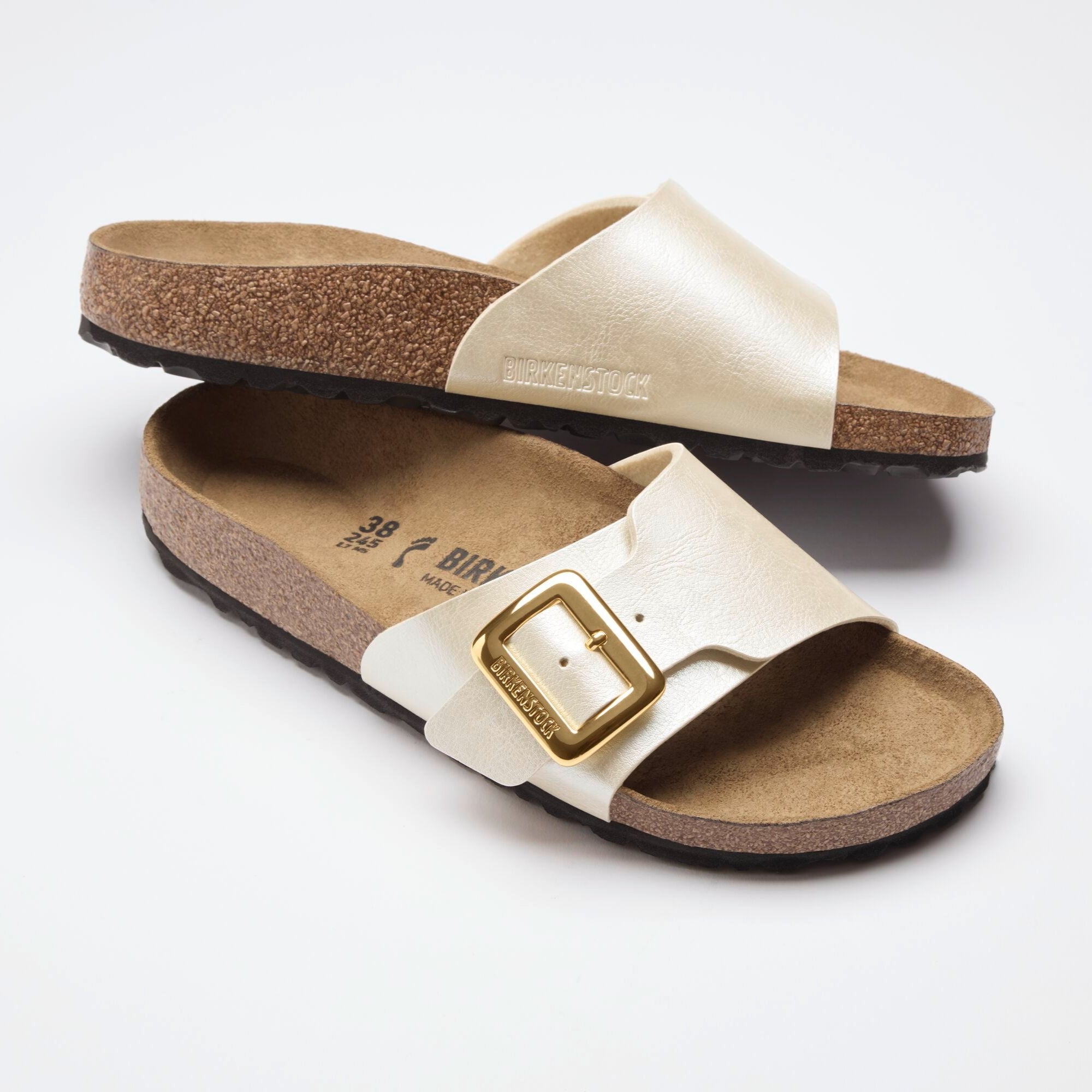 Birkenstock Catalina Luxe Buckle graceful pearl white Birko-Flor