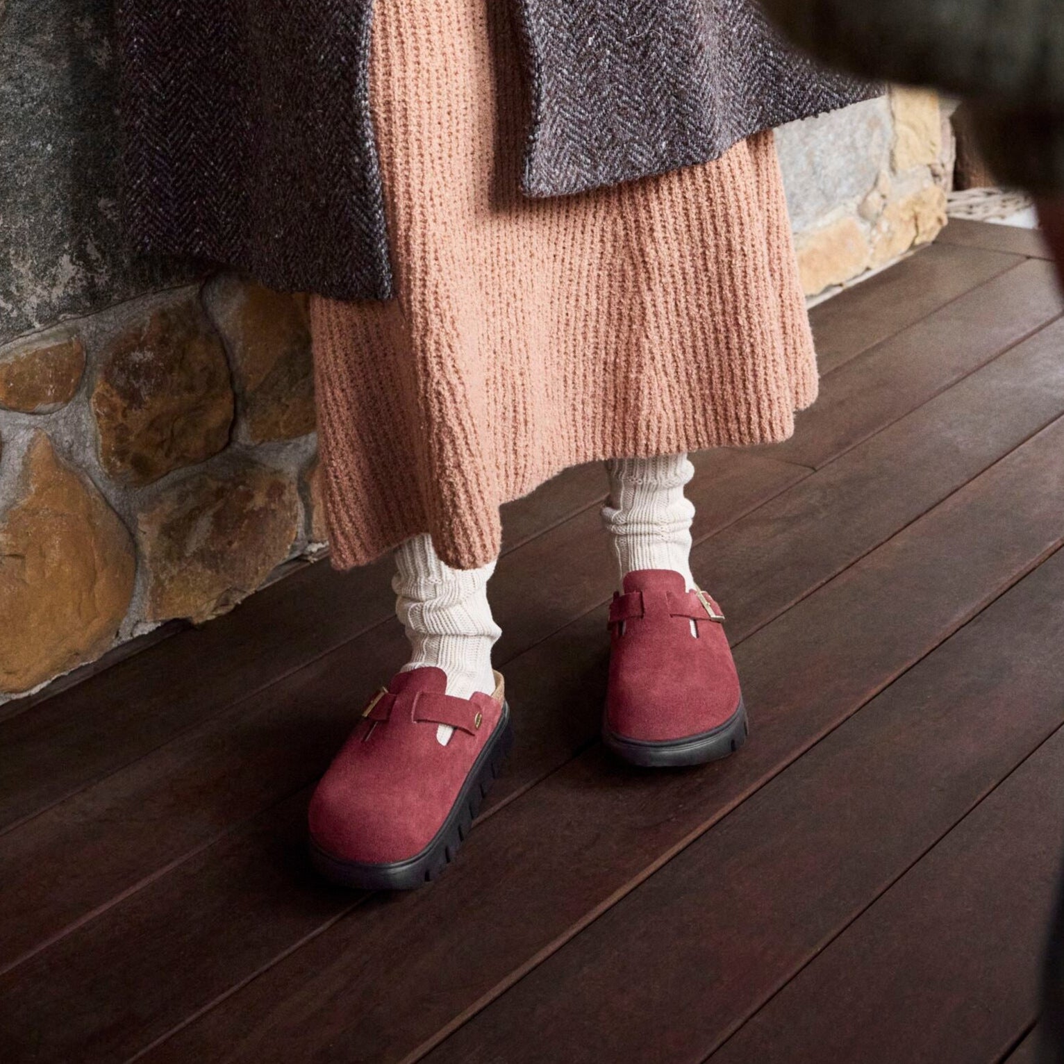 Papillio Boston Chunky zinfandel suede by Birkenstock