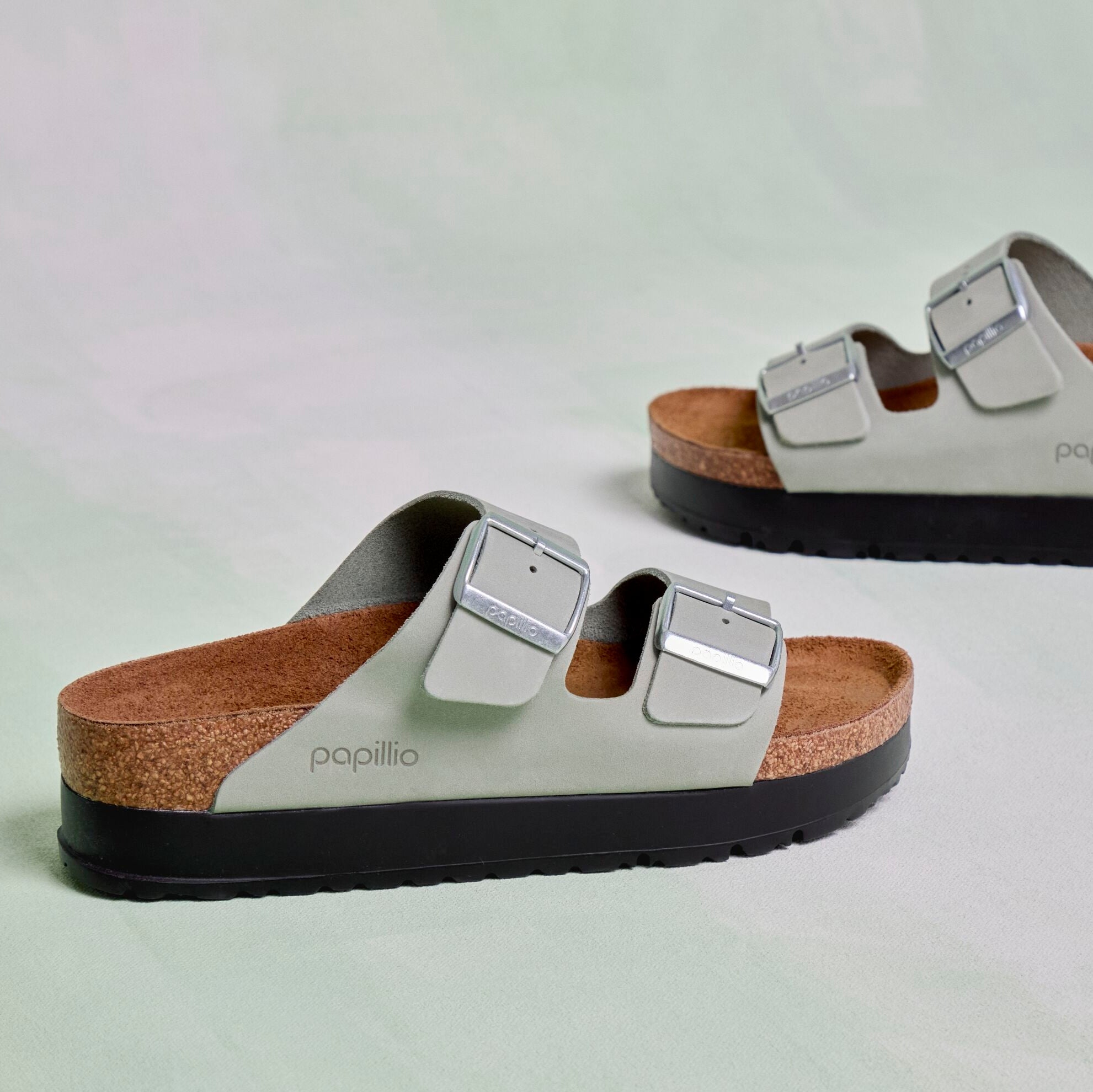 Papillio Arizona Platform pure sage nubuck by Birkenstock