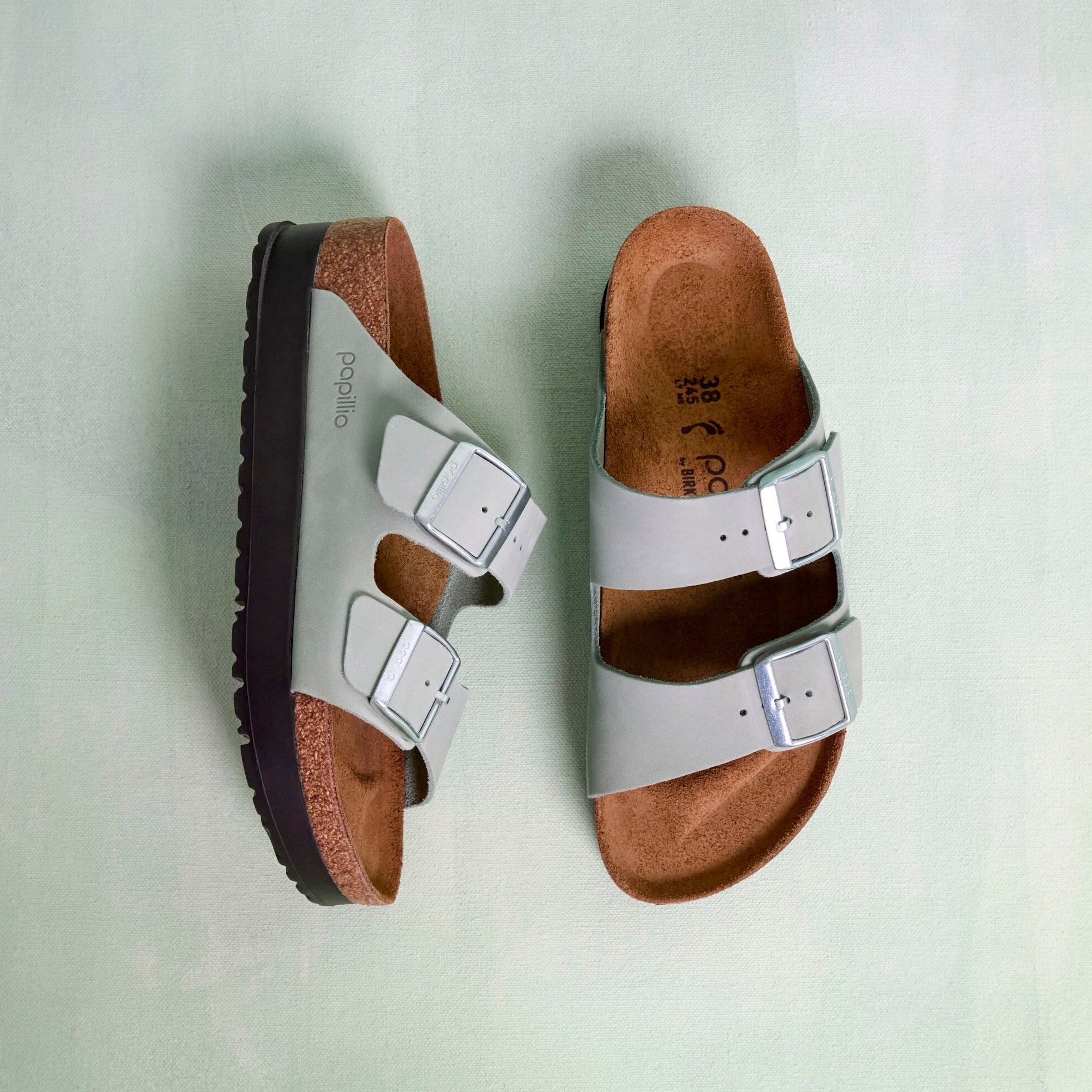 Papillio Arizona Platform pure sage nubuck by Birkenstock