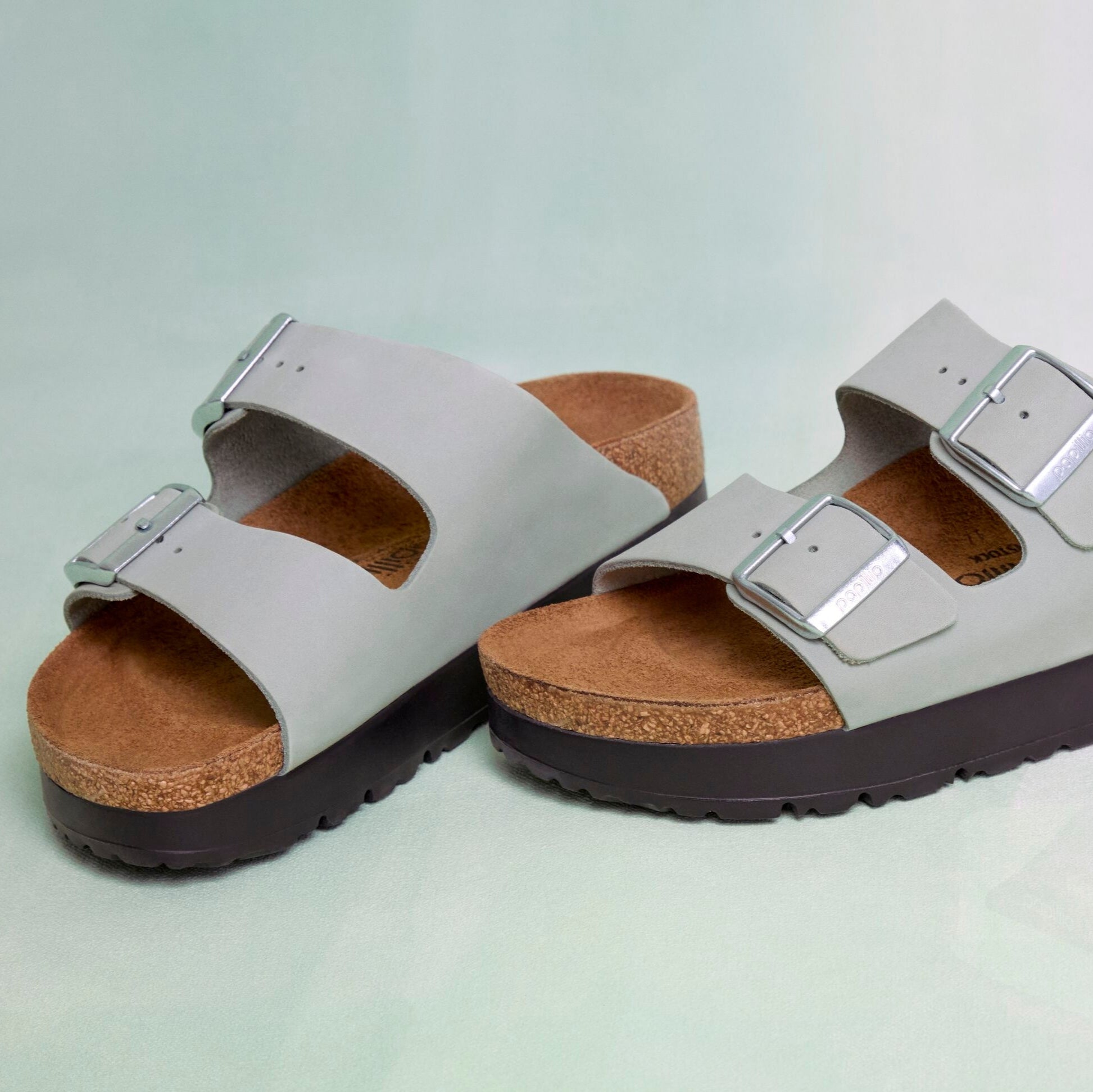 Papillio Arizona Platform pure sage nubuck by Birkenstock