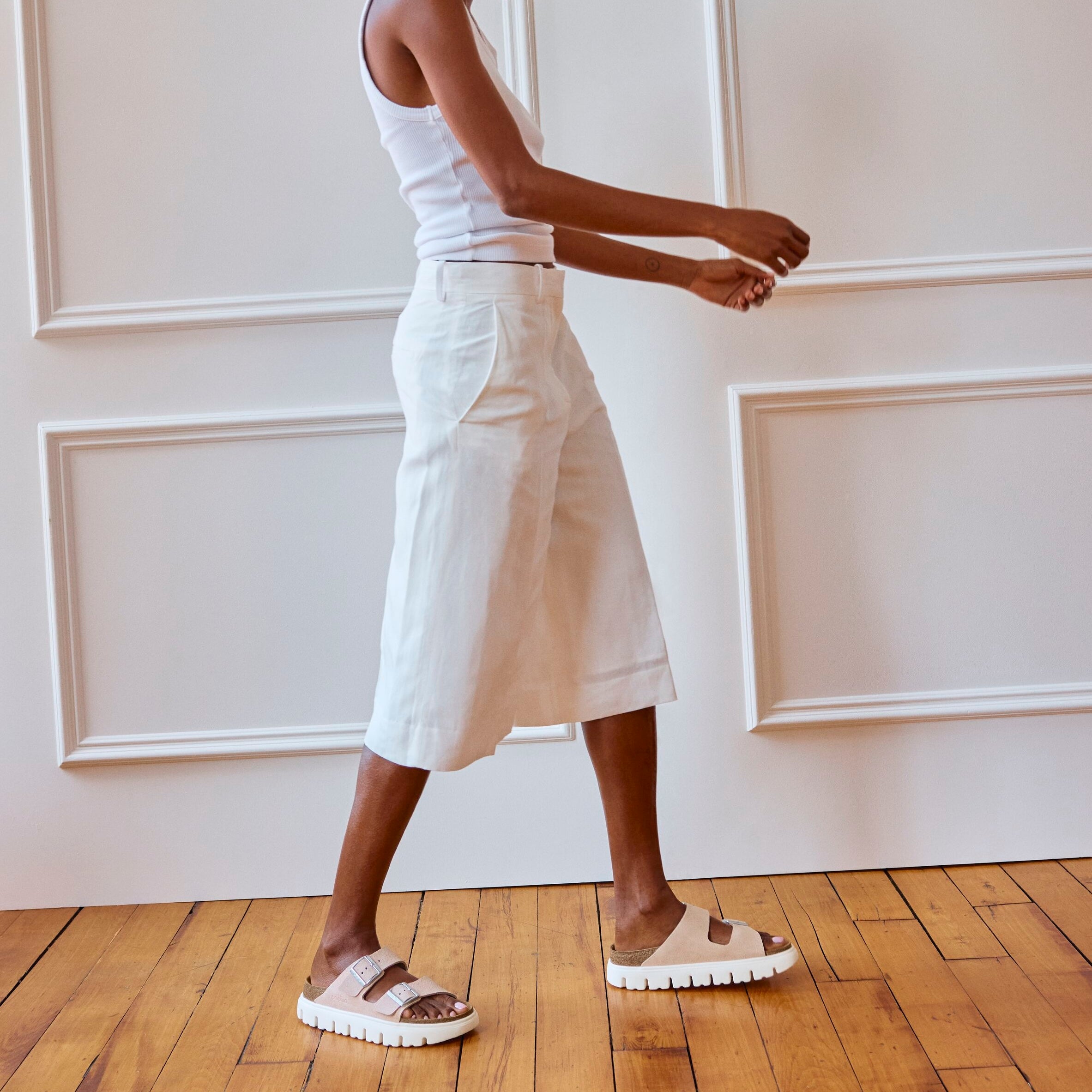 Papillio Arizona Chunky light rose suede by Birkenstock