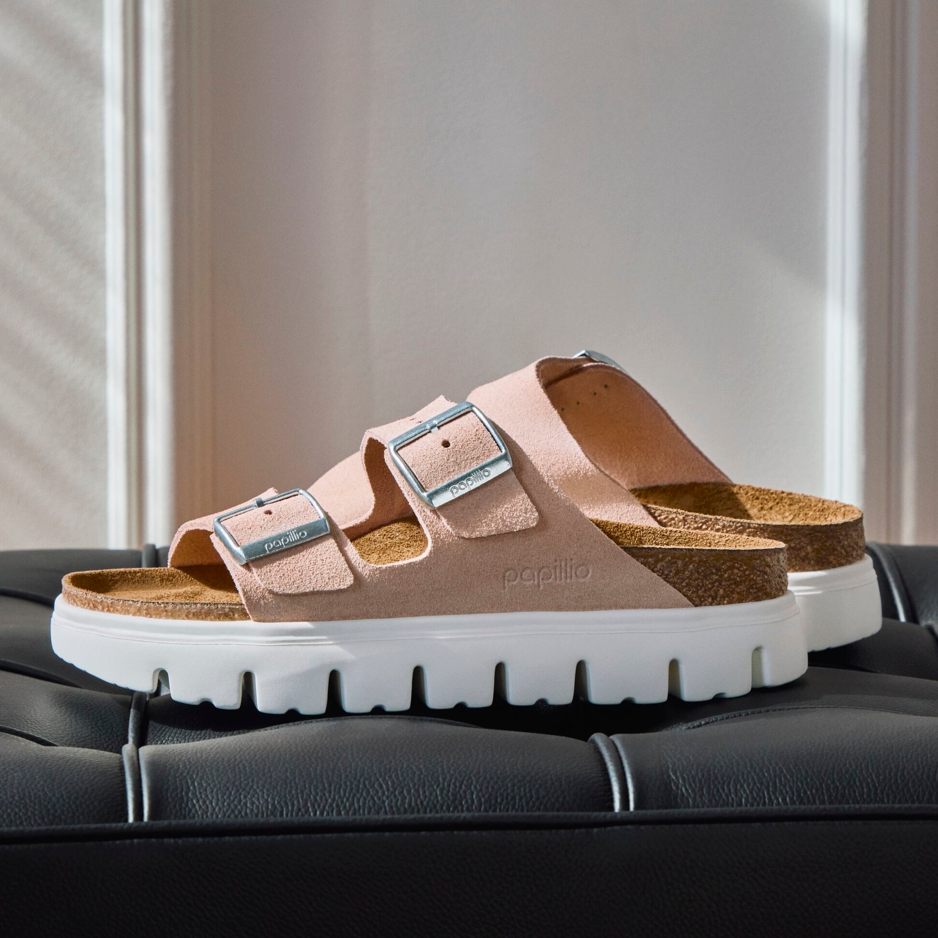 Papillio Arizona Chunky light rose suede by Birkenstock