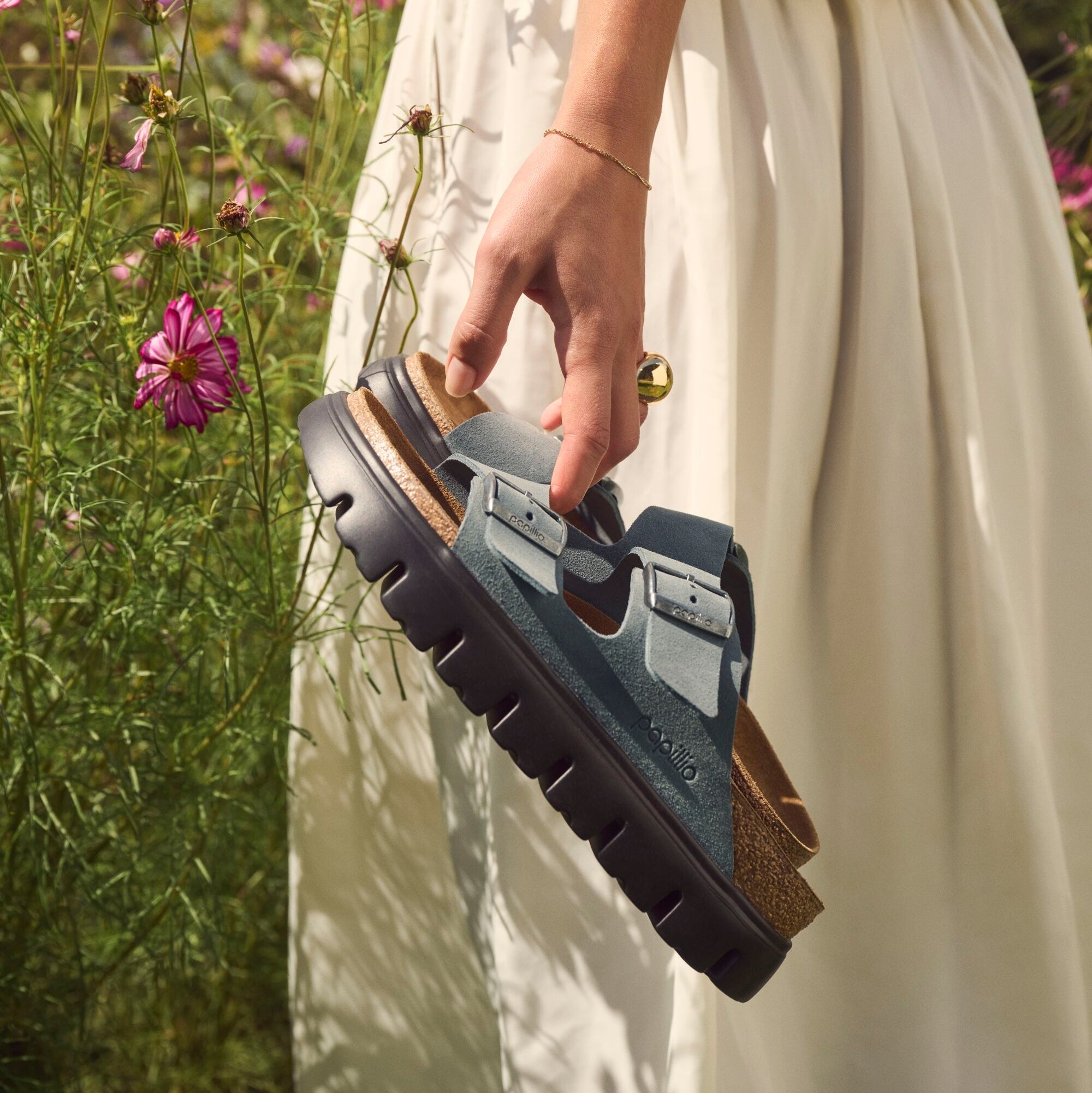 Papillio Arizona Chunky basalt gray suede by Birkenstock