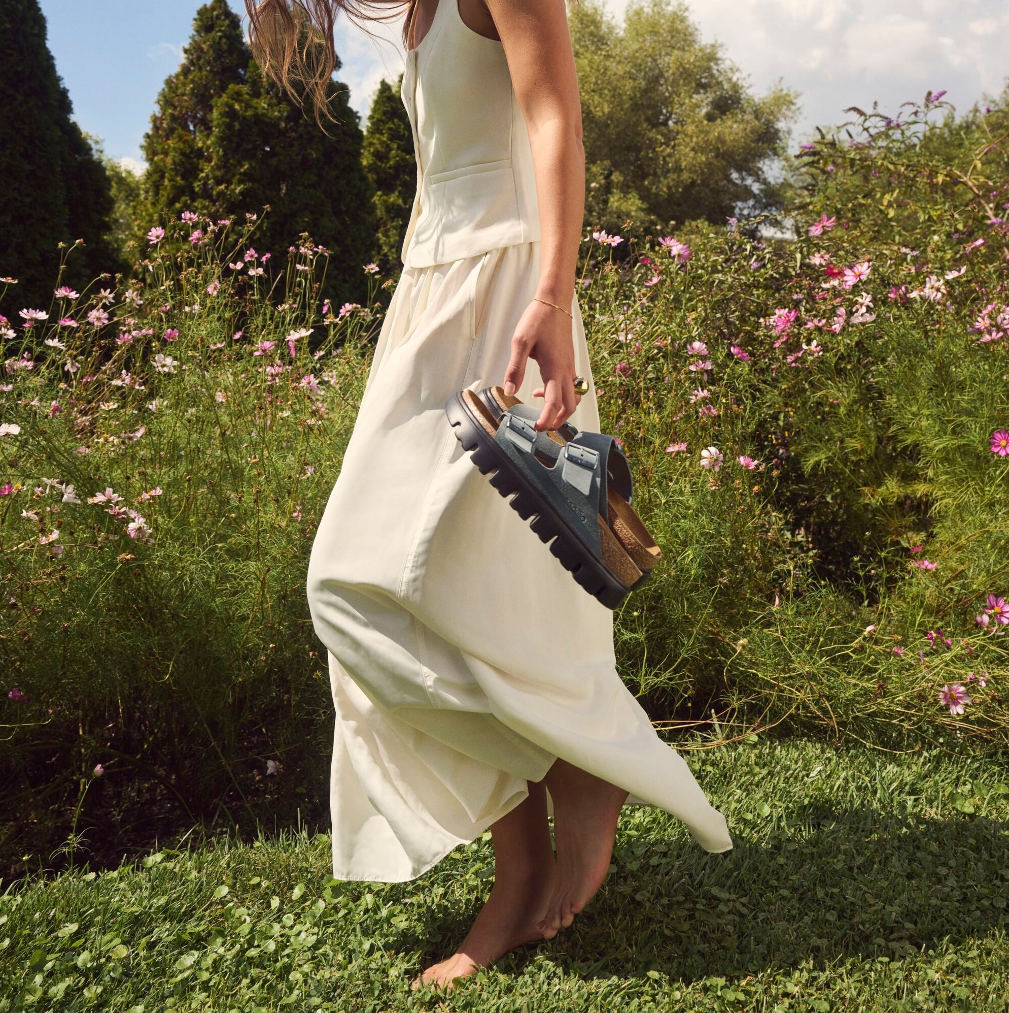 Papillio Arizona Chunky basalt gray suede by Birkenstock