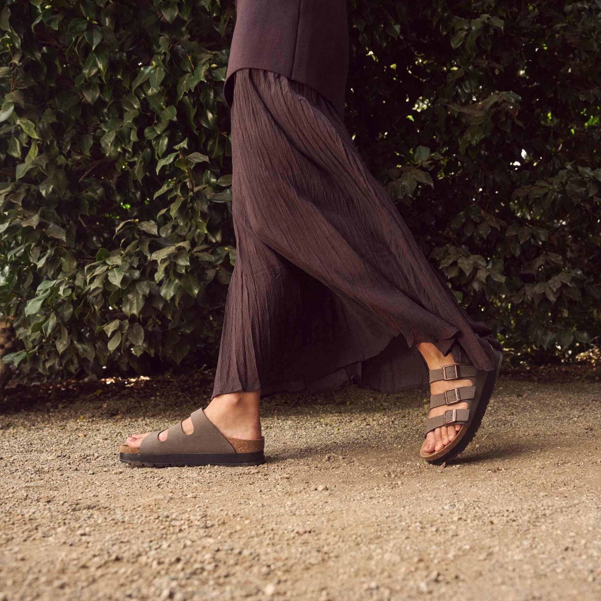Papillio Florida Platform Vegan mocha Birkibuc by Birkenstock