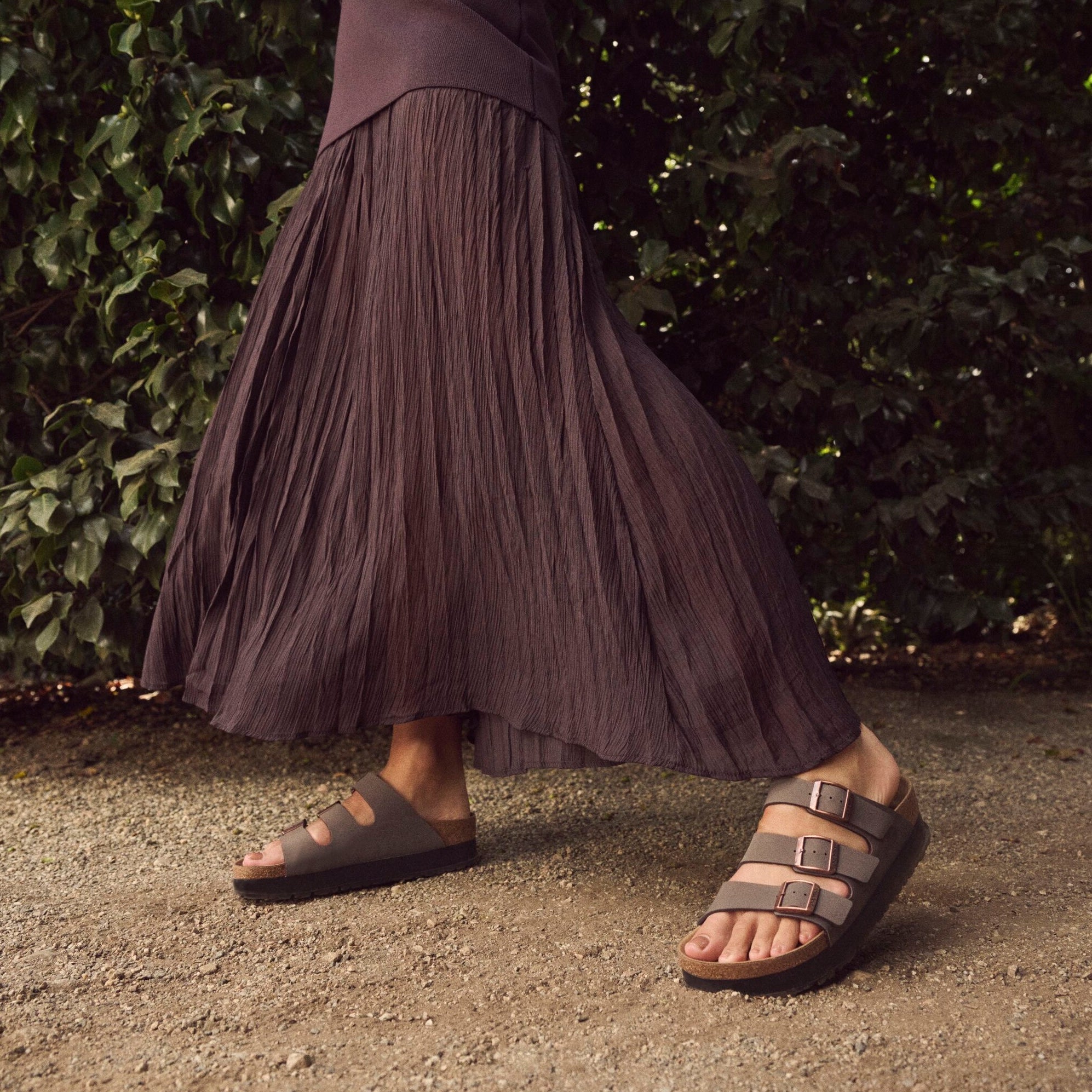 Papillio Florida Platform Vegan mocha Birkibuc by Birkenstock