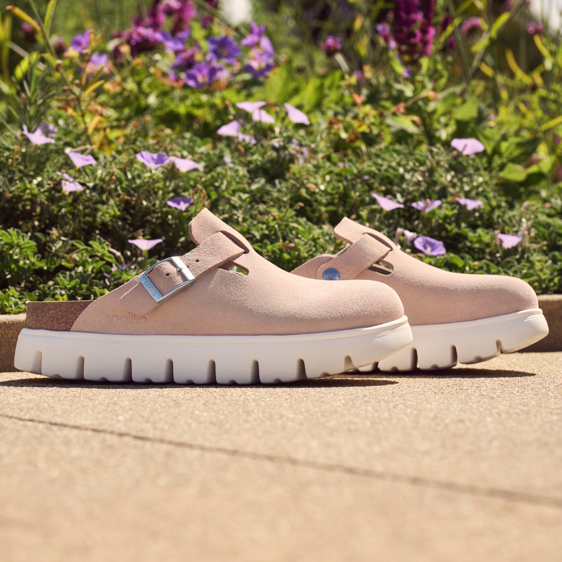 Papillio Boston Chunky light rose suede by Birkenstock