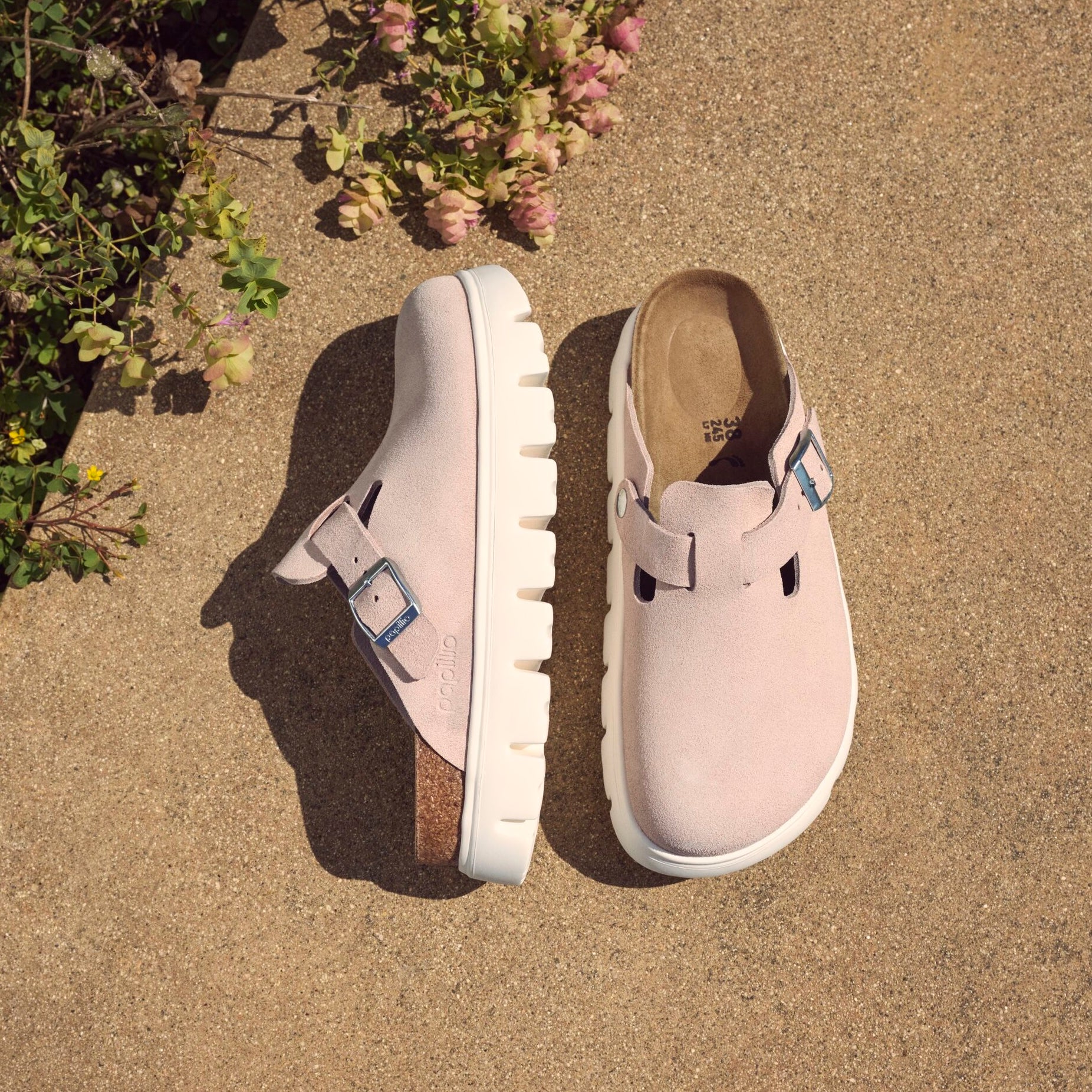 Papillio Boston Chunky light rose suede by Birkenstock