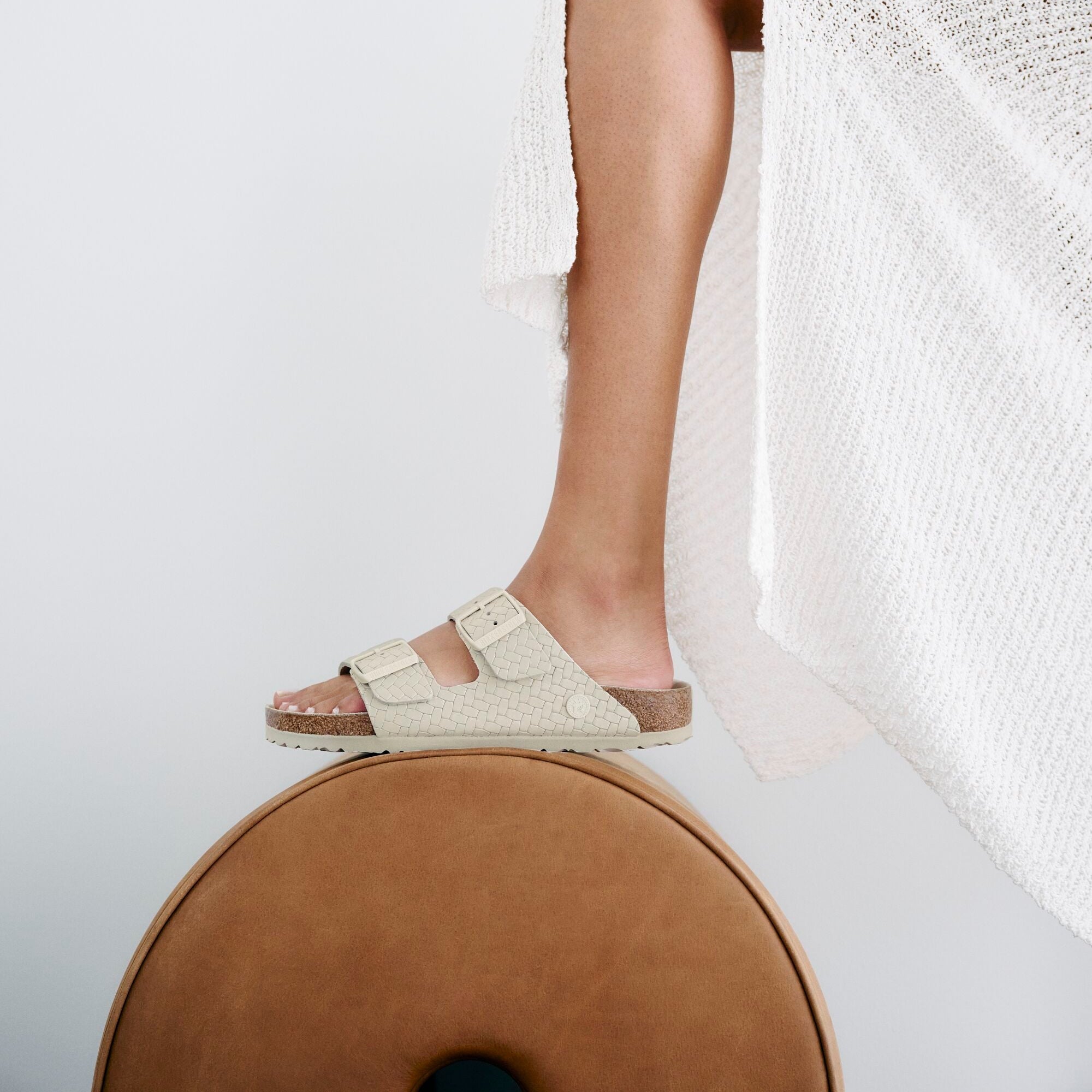 Birkenstock Arizona HEX woven embossed ecru leather