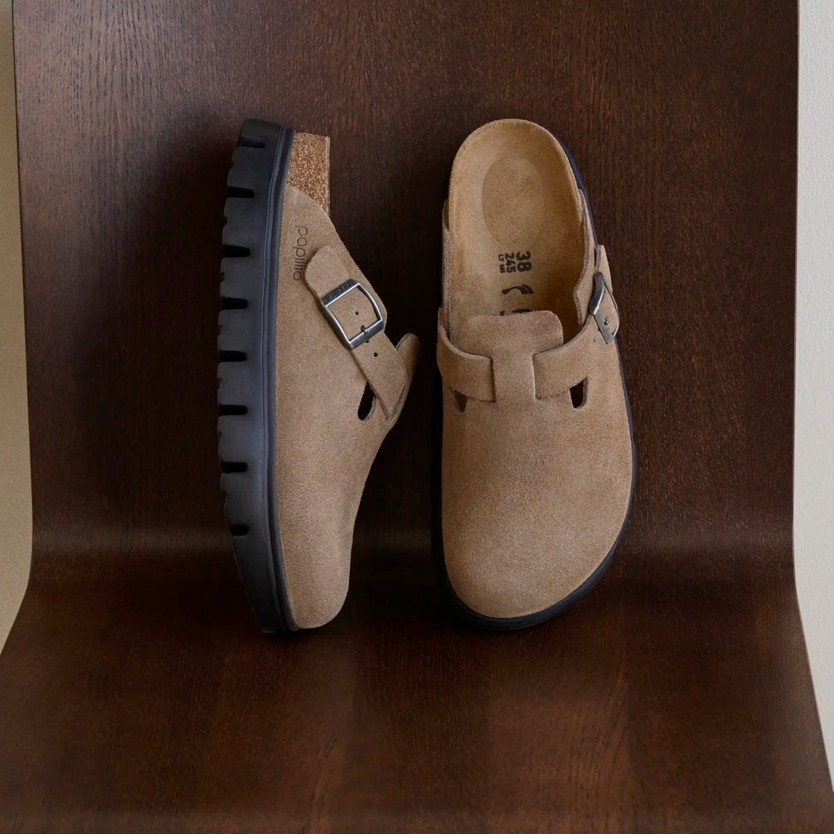 Papillio Boston Chunky gray taupe suede by Birkenstock