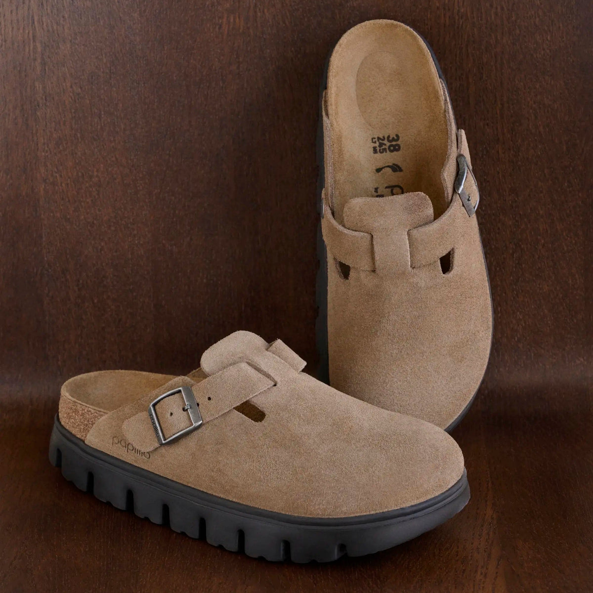 Papillio Boston Chunky gray taupe suede by Birkenstock