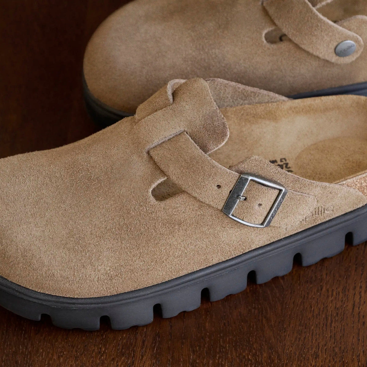 Papillio Boston Chunky gray taupe suede by Birkenstock