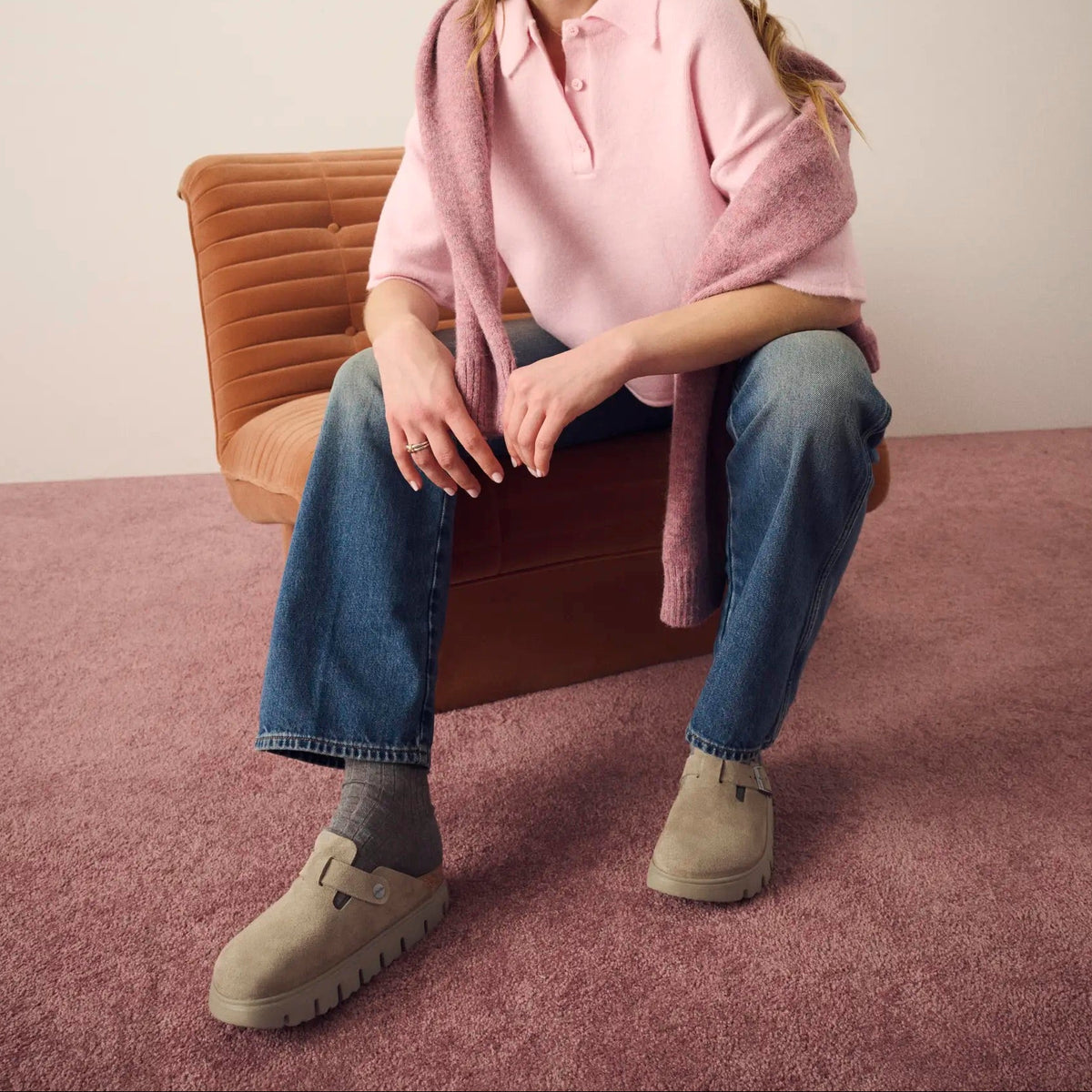 Papillio Boston Chunky taupe suede tonal by Birkenstock